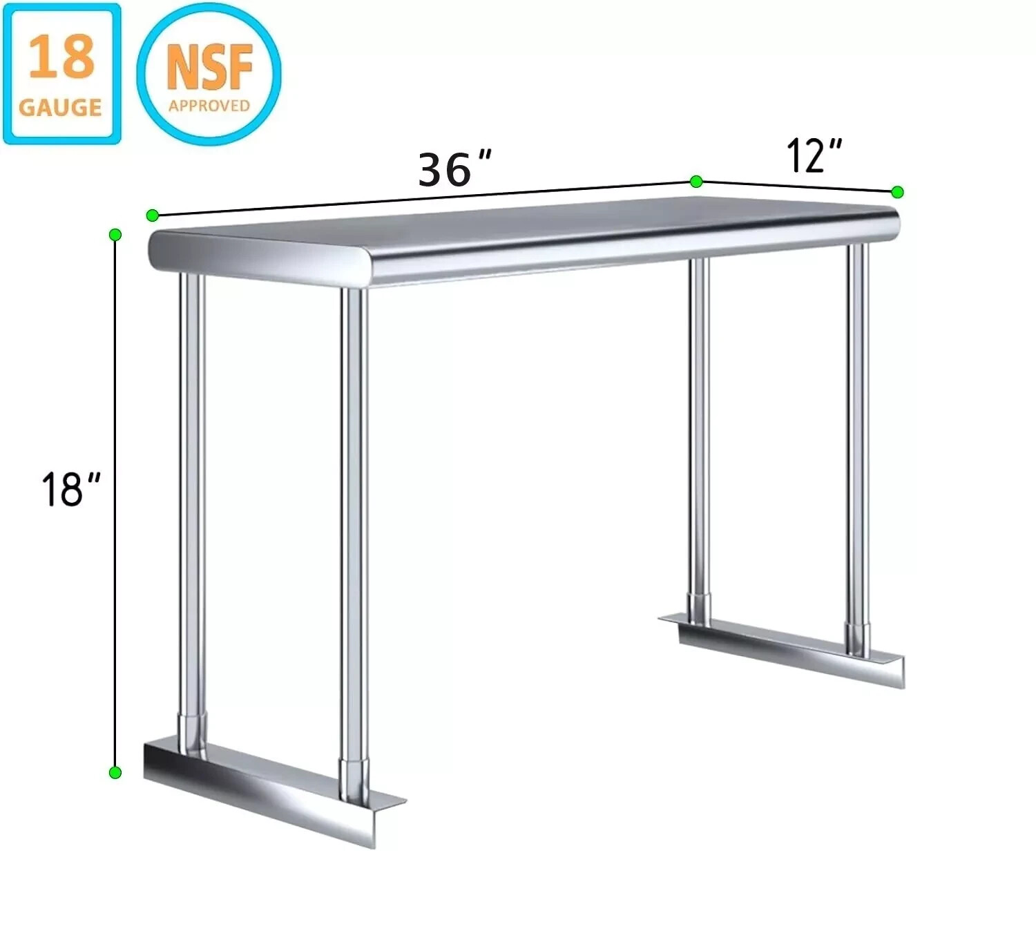 NSF Commercial Stainless Steel Overshelf Food Prep & work Table 12″x36″