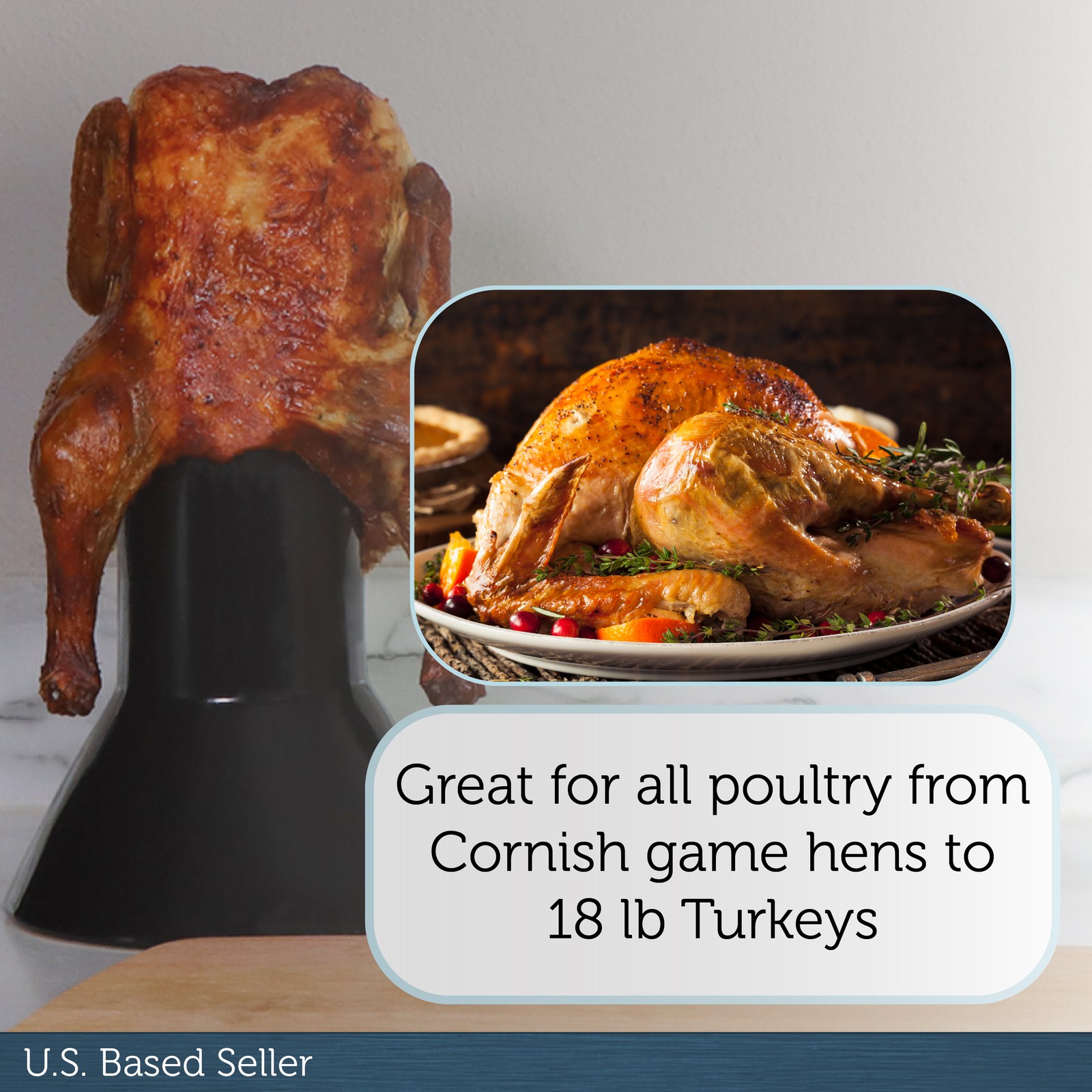 Potted Pans Ceramic Beer Can Chicken Holder for Grill or Smoker – Turkey Throne