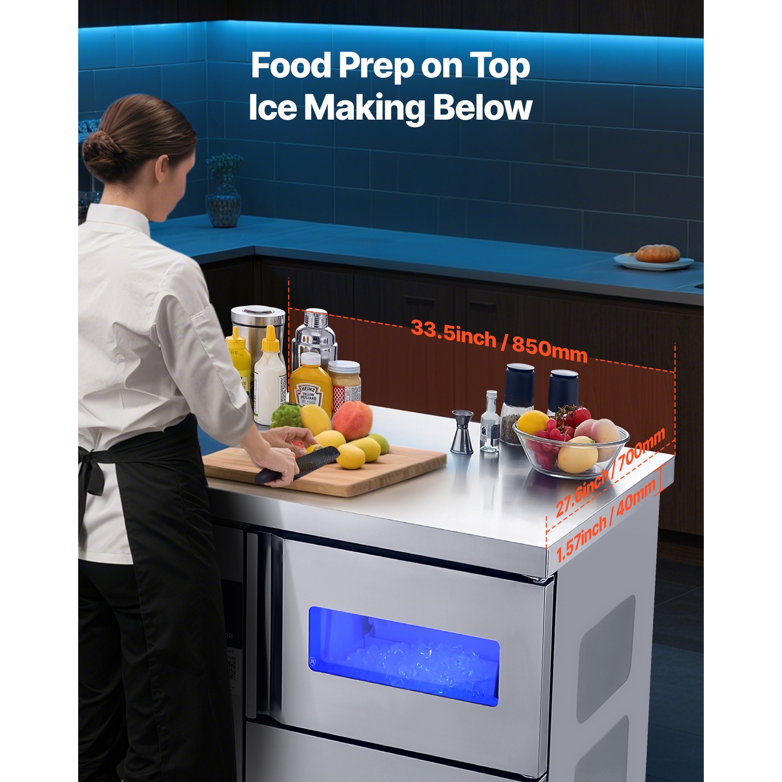 Uimoso Freestanding Commercial Ice Maker Machine for Countertop, 132 lbs/24H