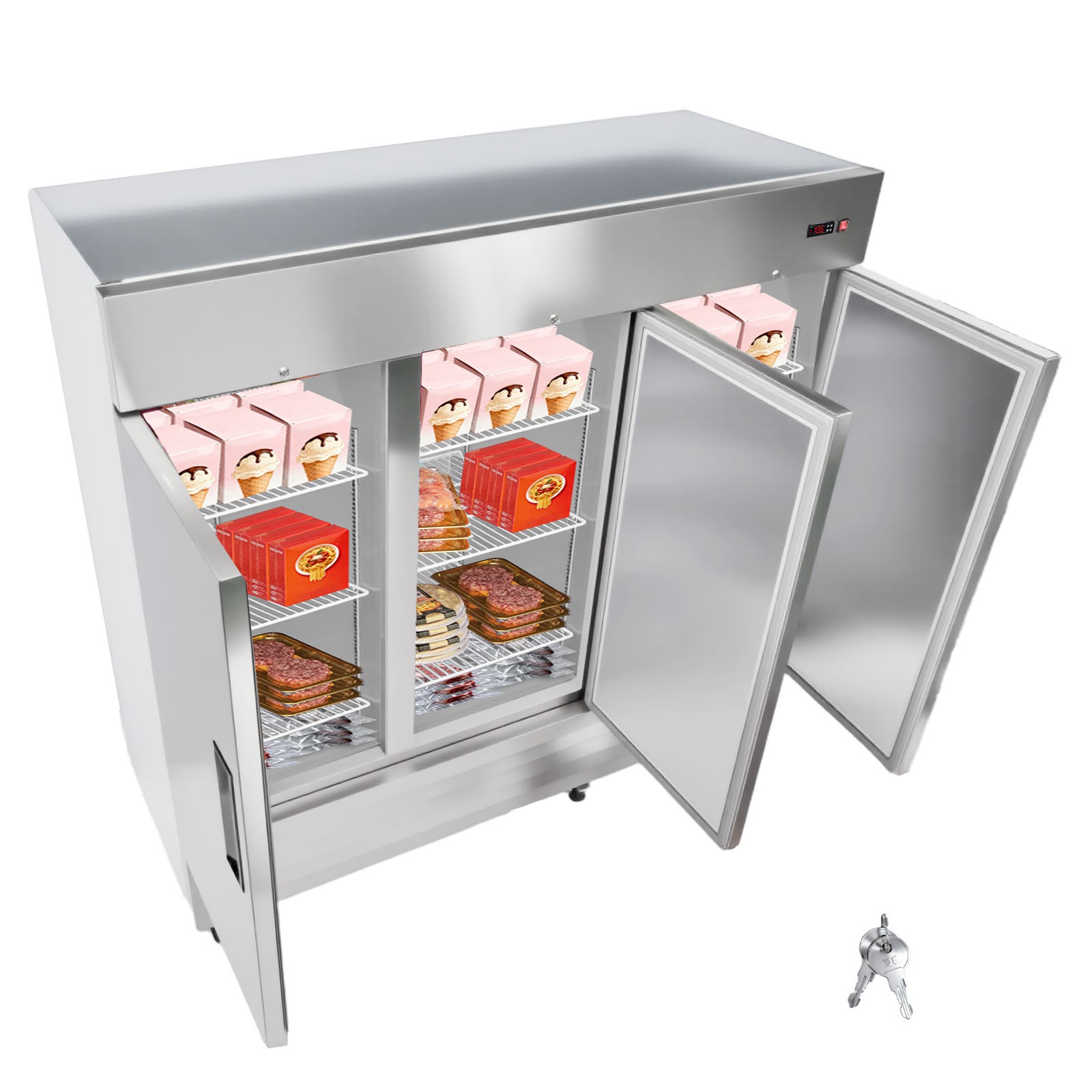 Uimoso Commercial Upright Freezer 69Cu.ft with 3 Doors and 12 Adjustable Shelves