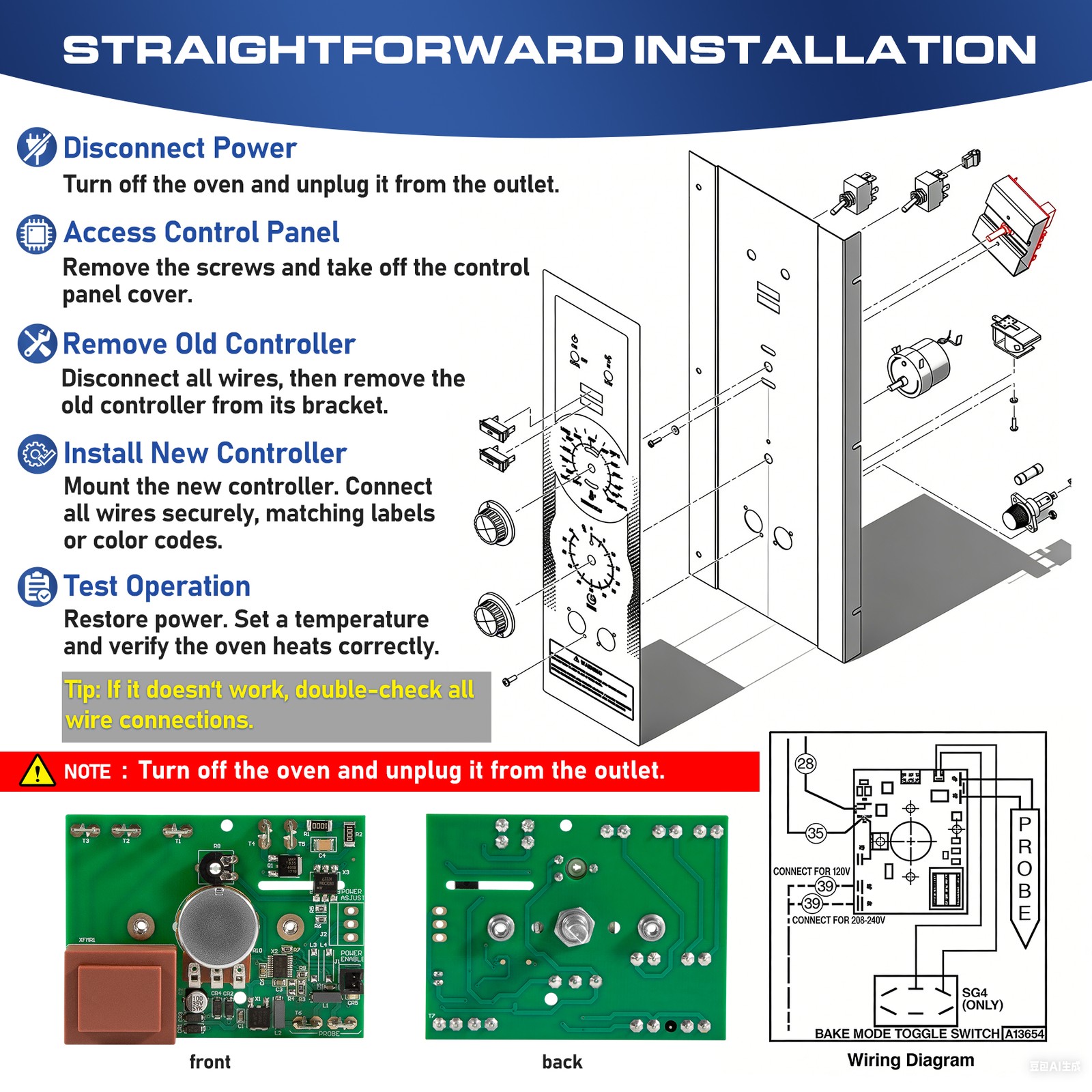 00-913149 Temp Control Board w/Harness For Vulcan Hart ECO2D ECO4D HEC20 Ovens