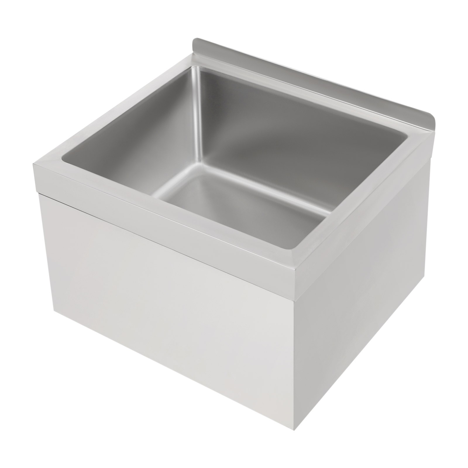 Stainless Steel Commercial Mop Sink 24*24*13in w/ Drain Hose Silver Square