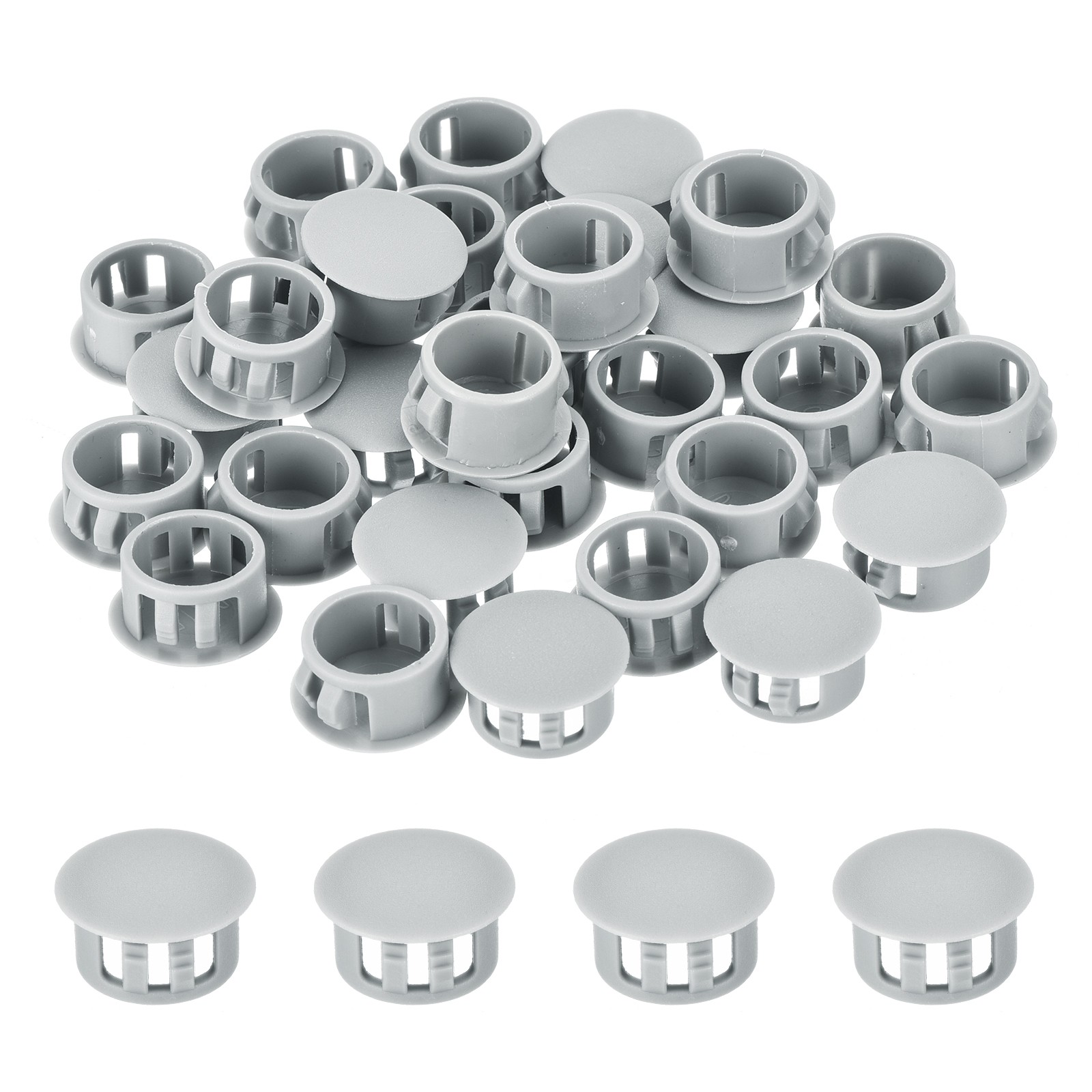 32Pcs 15mm Light Gray Nylon Plastic Round Locking Hole Plugs Insert End Cap