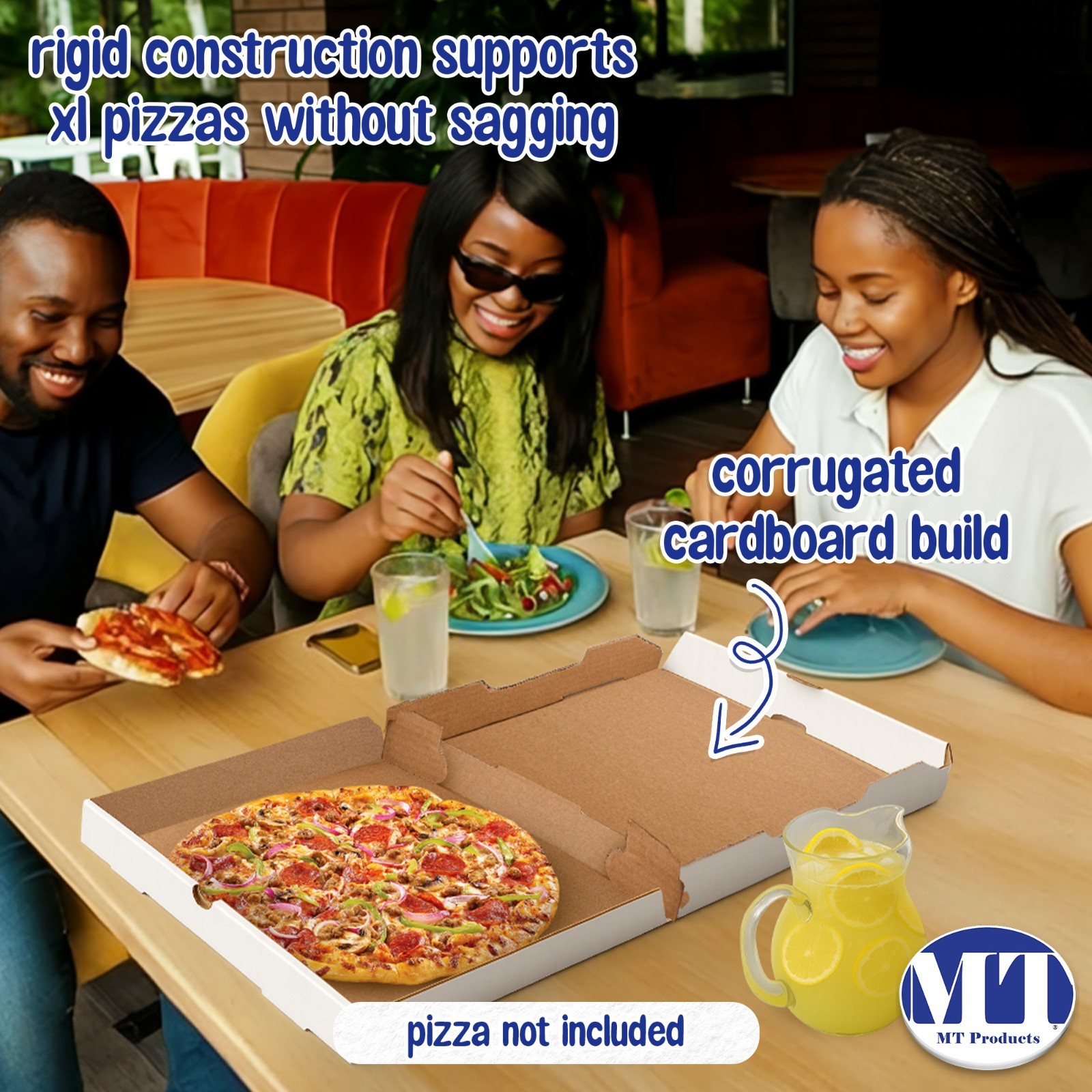 MT Products 16″ x 16″ x 2″ White Pizza Boxes B-Flute Cardboard – Pack of 10