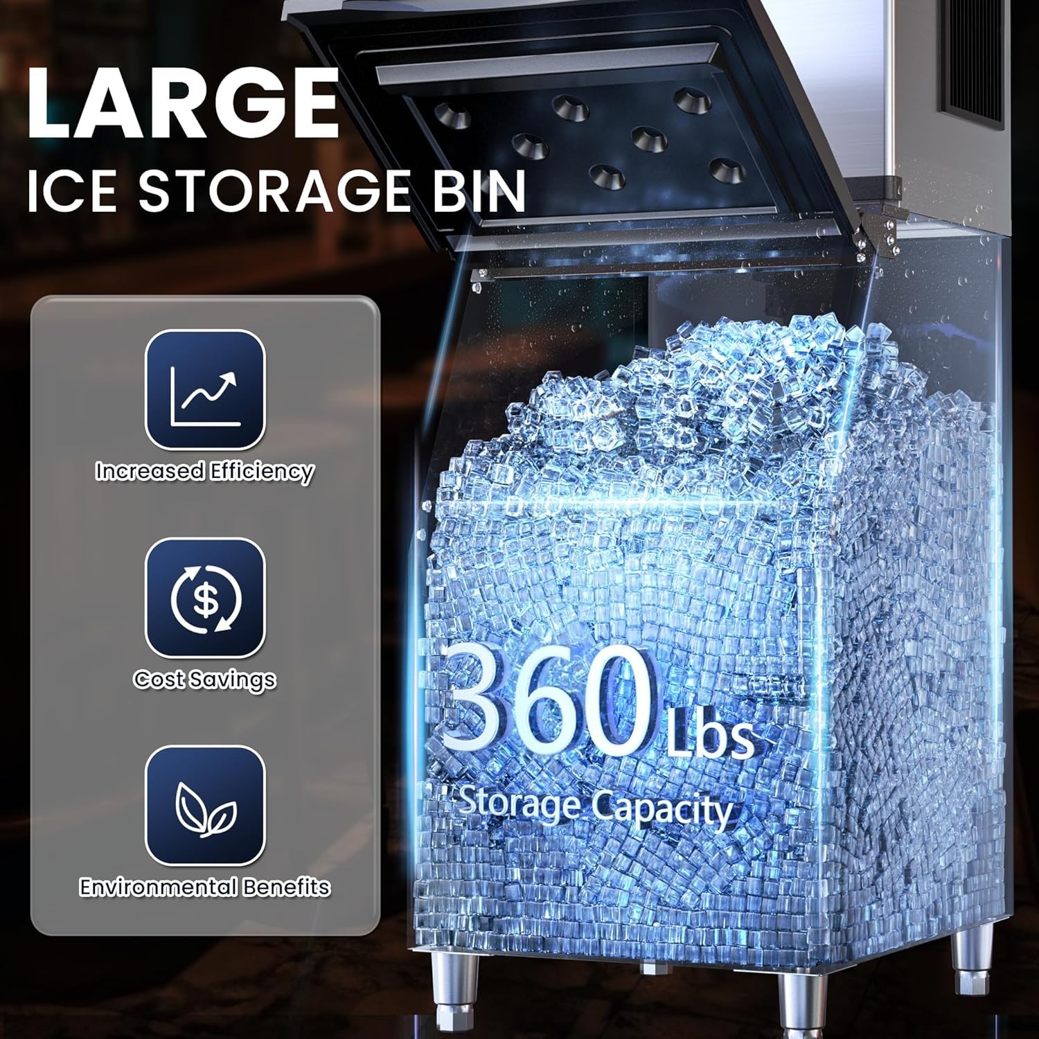 680LBS/24h Commercial Ice Maker Machine Ice Ready in 8-15 Min, ETL Self Cleaning