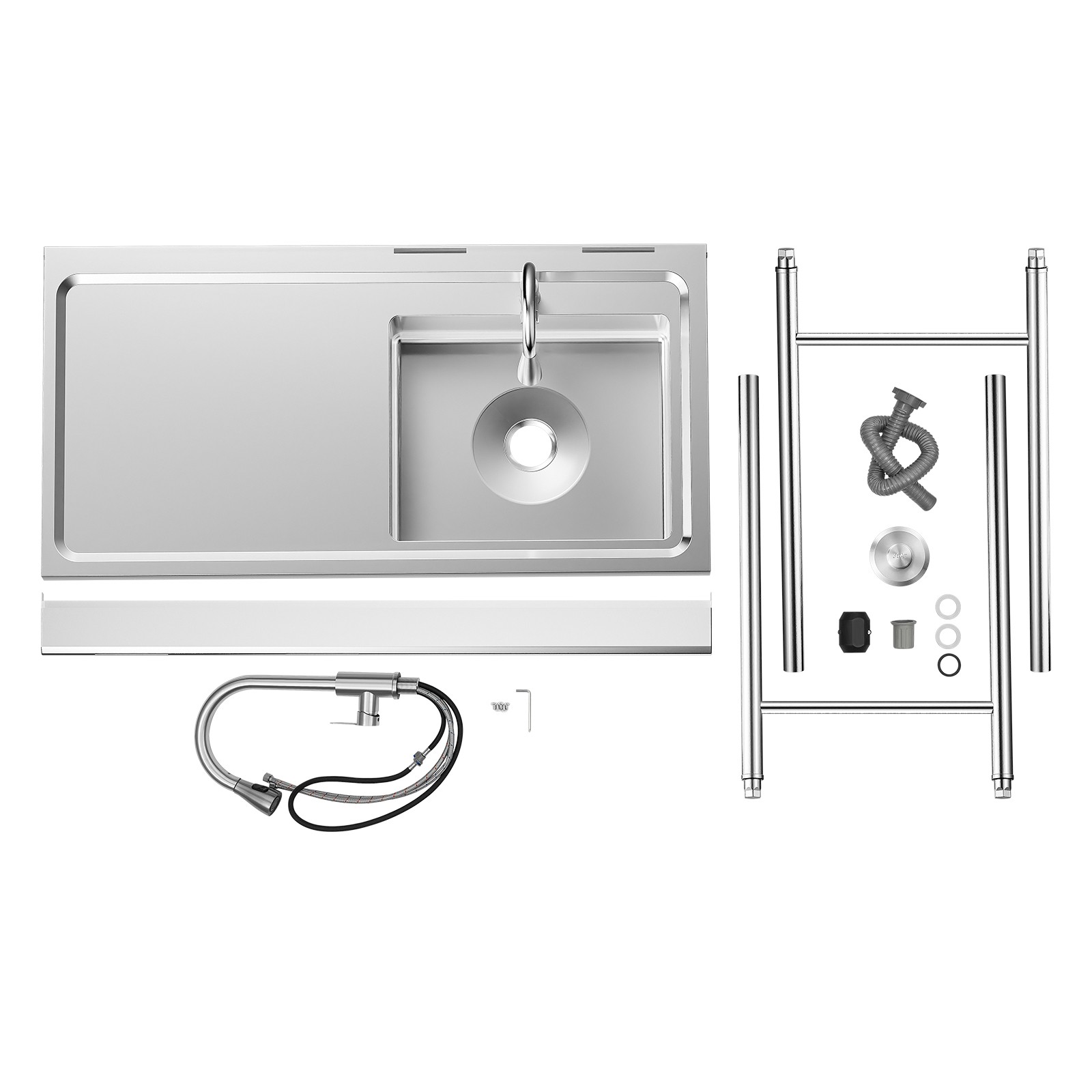 1 Bowl Stainless Steel Commercial Utility Prep Sink Single Bowl w/ Workbench NEW