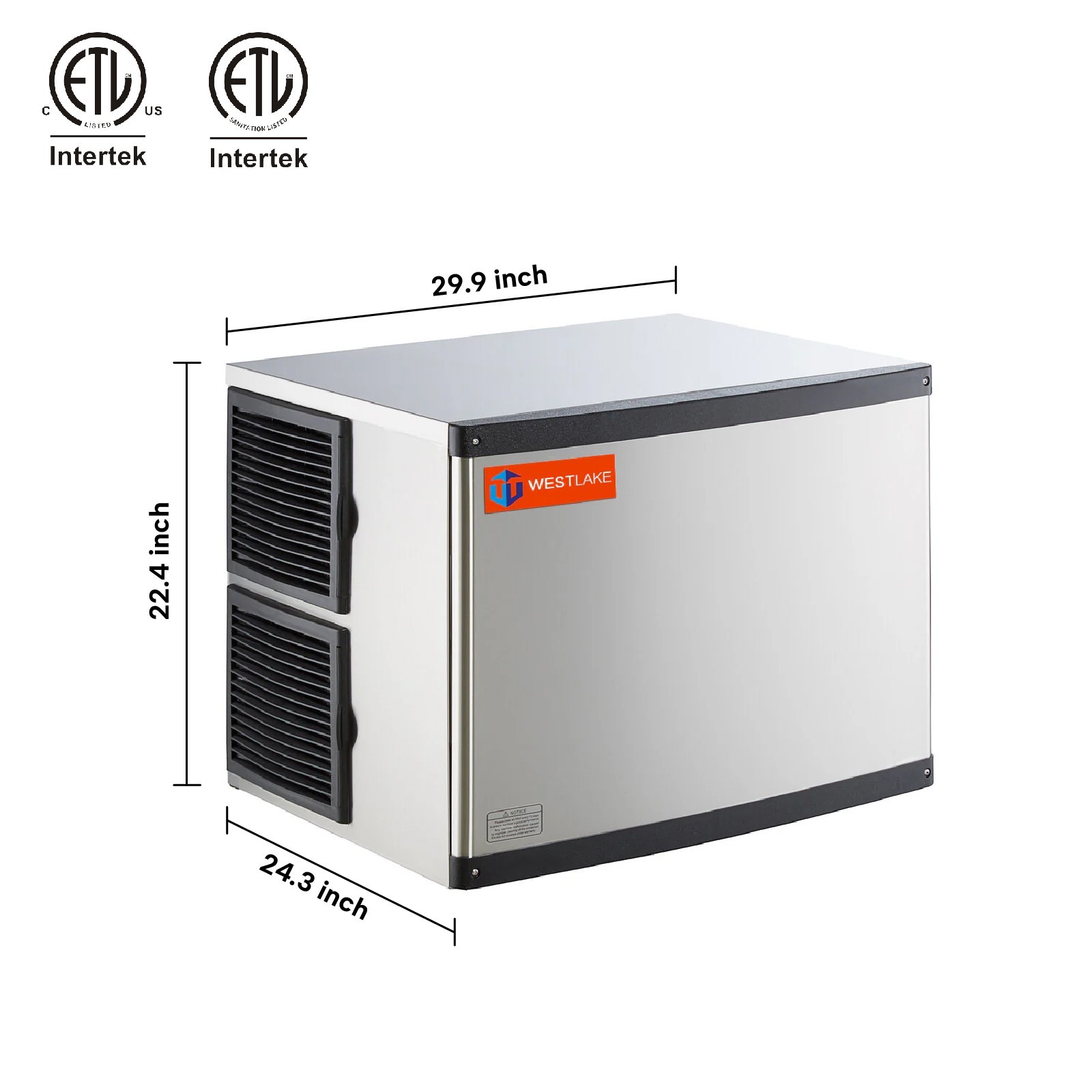 WESTLAKE 500 lbs/24H Commercial Ice Maker Machine Head Stainless Steel Full Cube