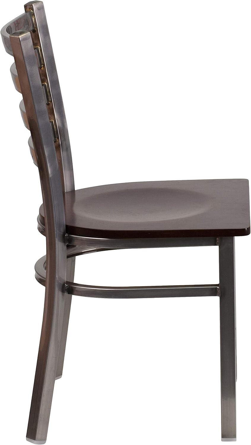 2 Pack HERCULES Series Clear Coated Ladder Back Metal Restaurant Chair – Walnut