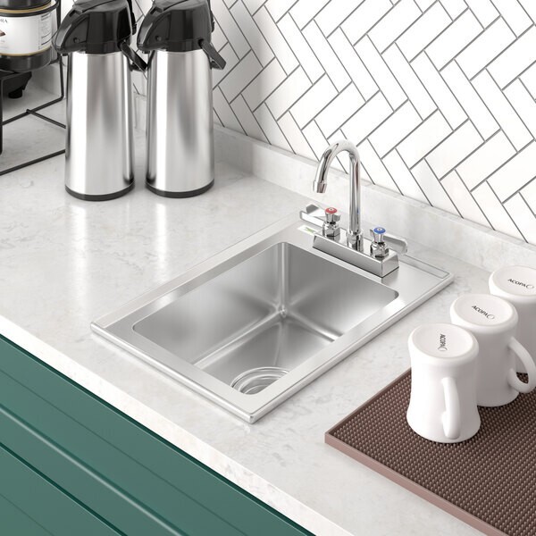 19″W x 13″L 16 Gauge Stainless Steel One Compartment Drop-In Sink