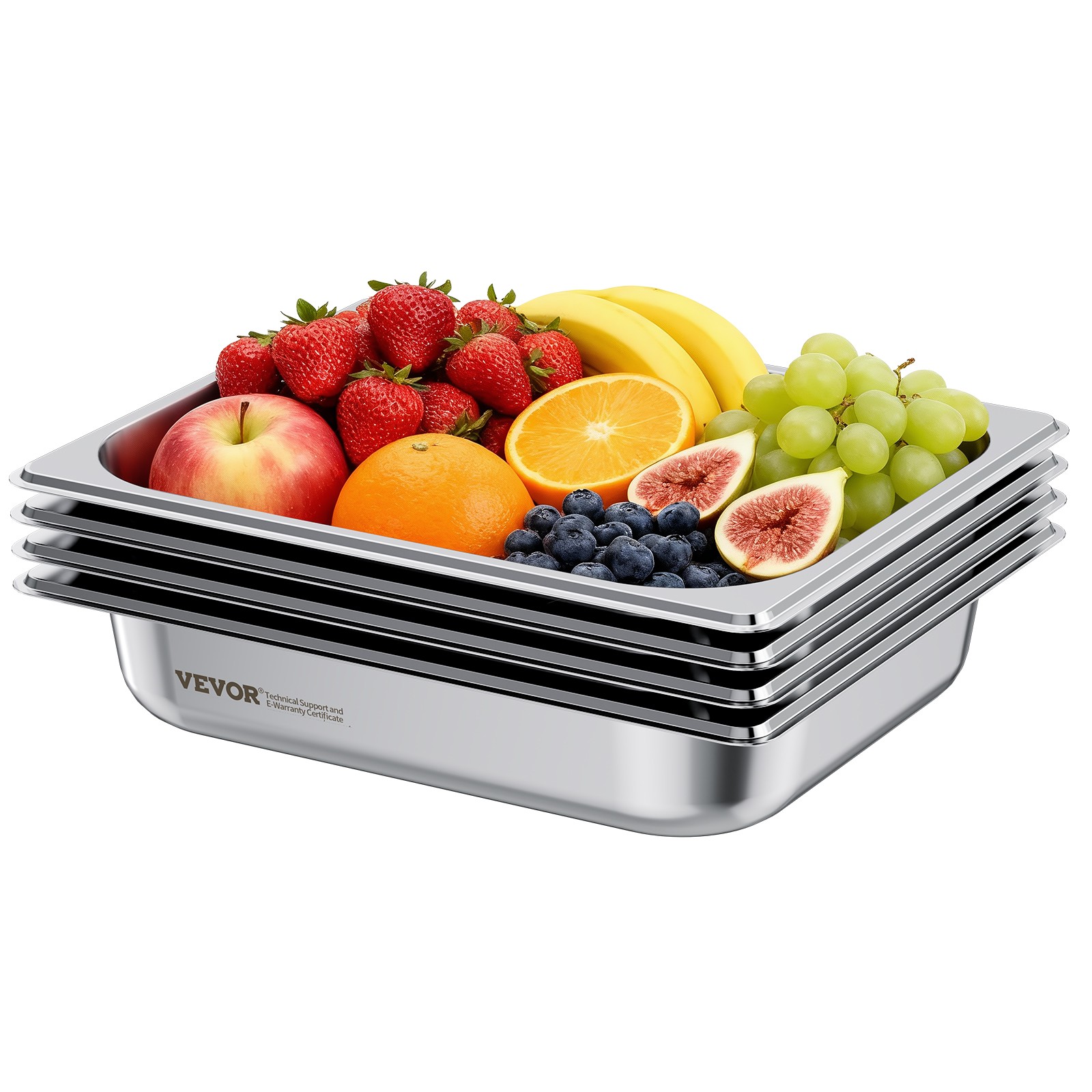 VEVOR 1/2 Size Hotel Pans Steam Table Pans 2.5 Inch Deep Stainless Steel 4 Pack