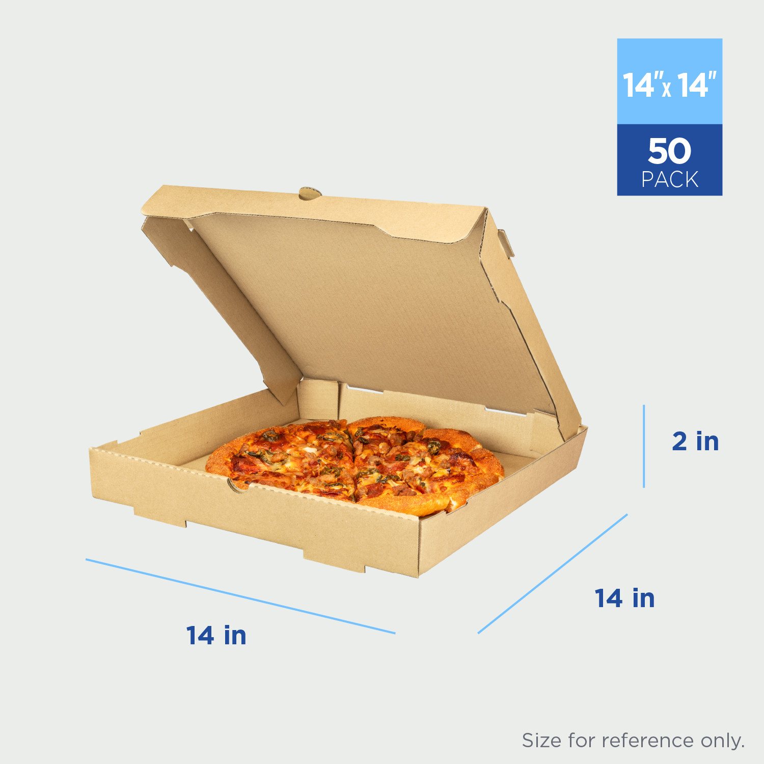 Karat Corrugated Pizza Box, 14»x14»x2», Kraft – 50 pcs, FP-PBF14K