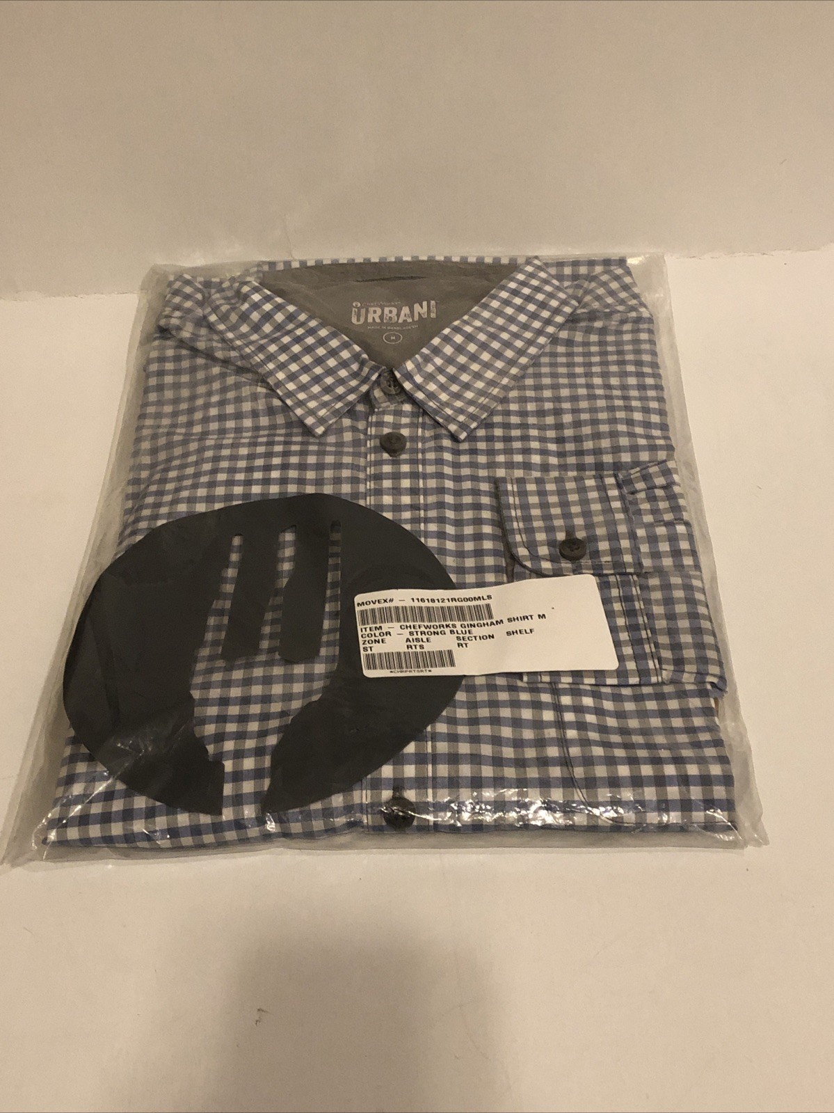 New – Chef Works Mens Modern Gingham Long Sleeve Dress Shirt (SHC05)-SBE-M
