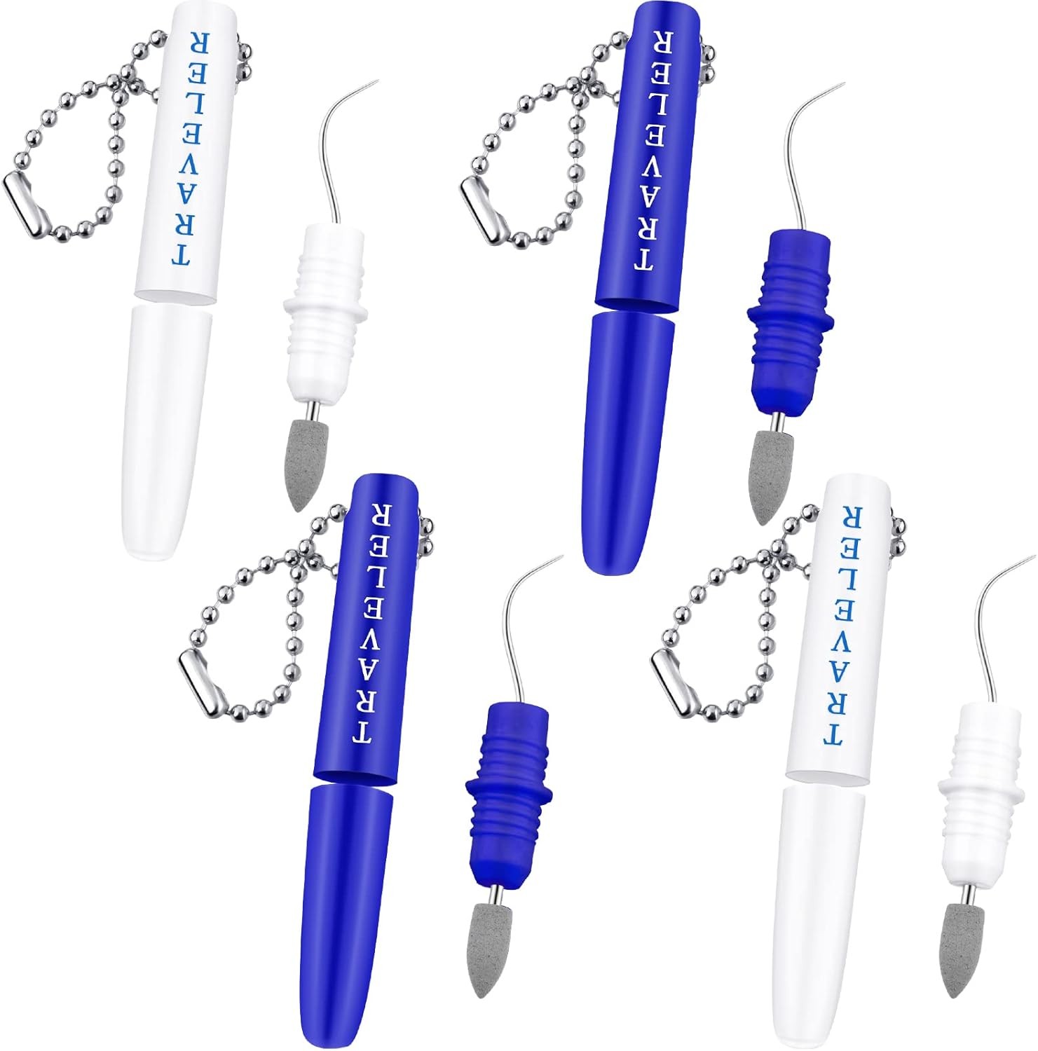 4 Pieces Travel Dental Tooth Picks Mini Metal Toothpick Holder Reusable Portable
