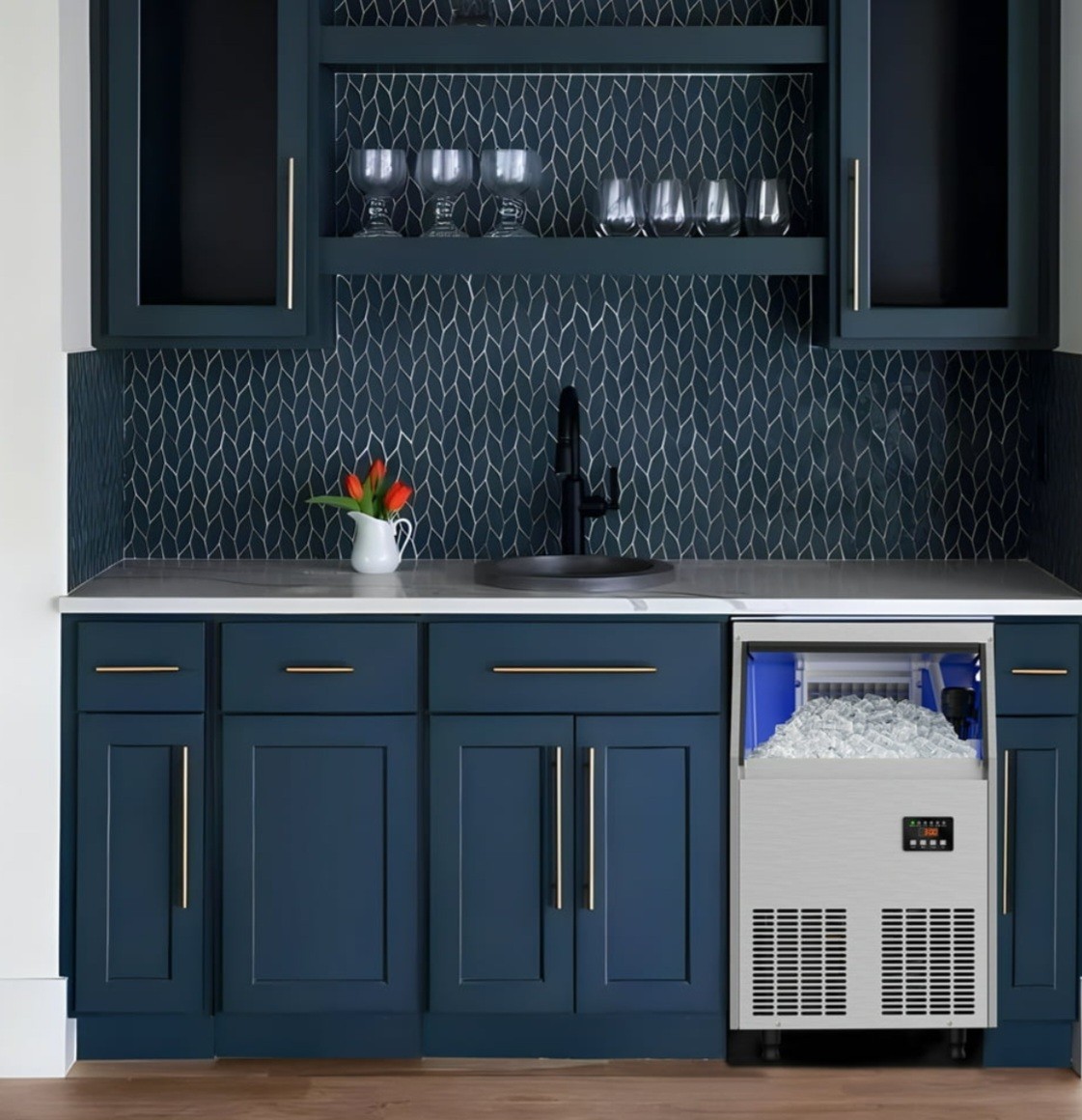 100lb/24H Commercial Ice Maker Under Counter Ice Machine w/ 34lb Ice Bin