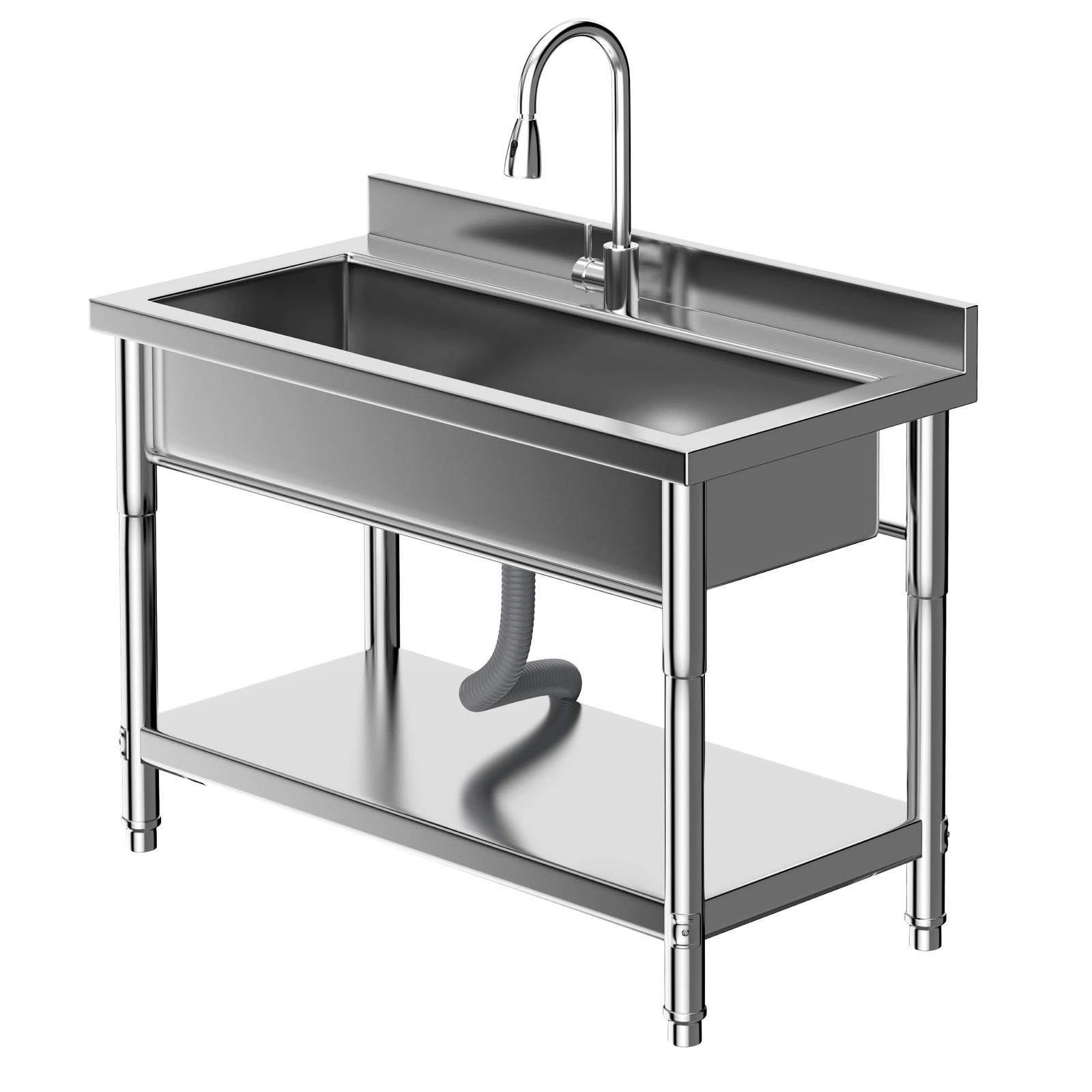 Stainless Steel Utility Sink with Pull-Out Faucet,23.6″D x 39.37″W x 31.5″H F…