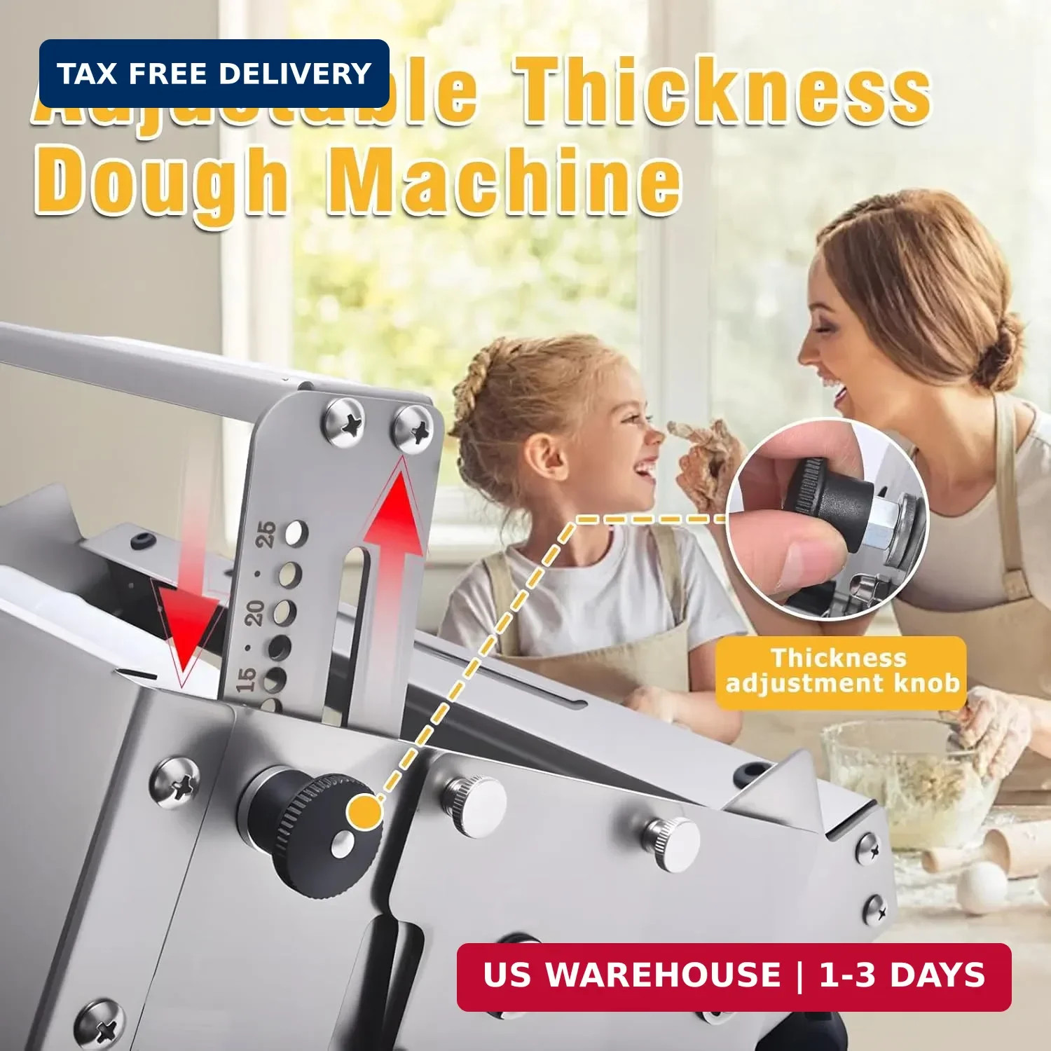 40.5 Inch Foldable Manual Dough Sheeter, Stainless Steel Dough Roller Machine wi