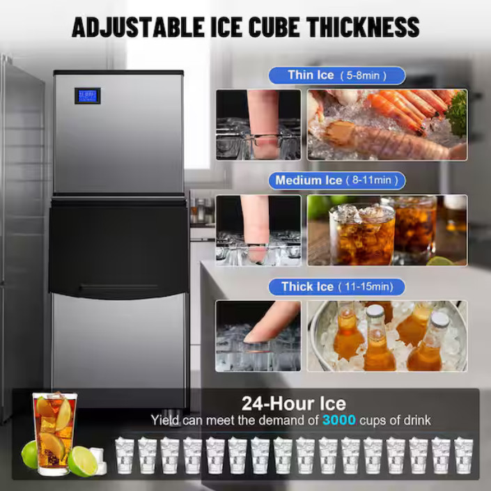 VELIVI 23.2 460LB Commercial Ice Machine Self-Cleaning Ice Machine – Head Only