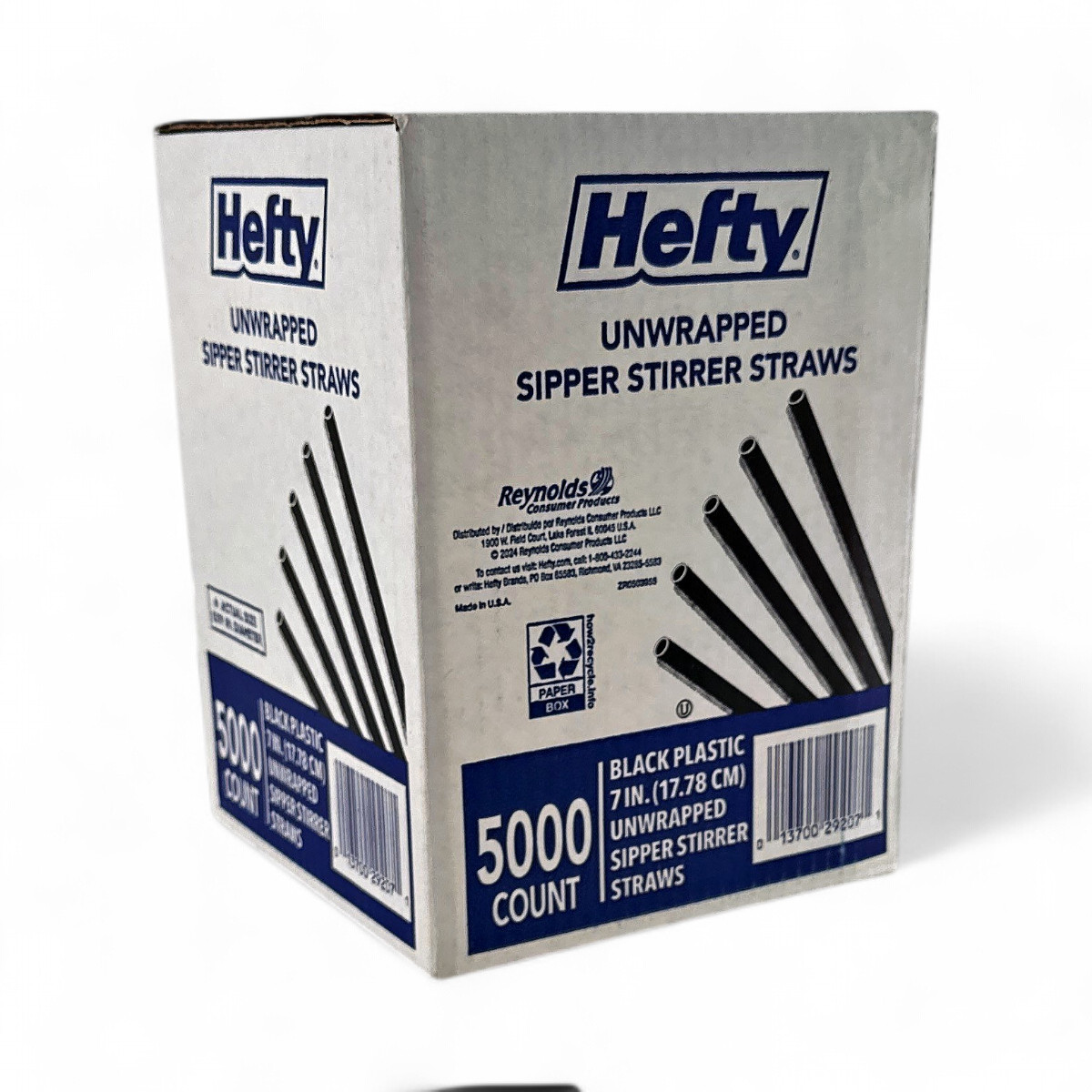 Hefty Unwrapped Black Plastic Sipper Stirrer Straws, 7″ – 5000 Count