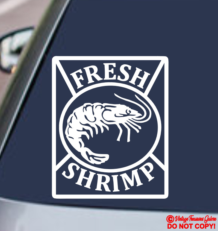 SHRIMP STICKER DECAL FRESH SEAFOOD RESTAURANT WINDOW DOOR TANK LIVE BAIT SHOP