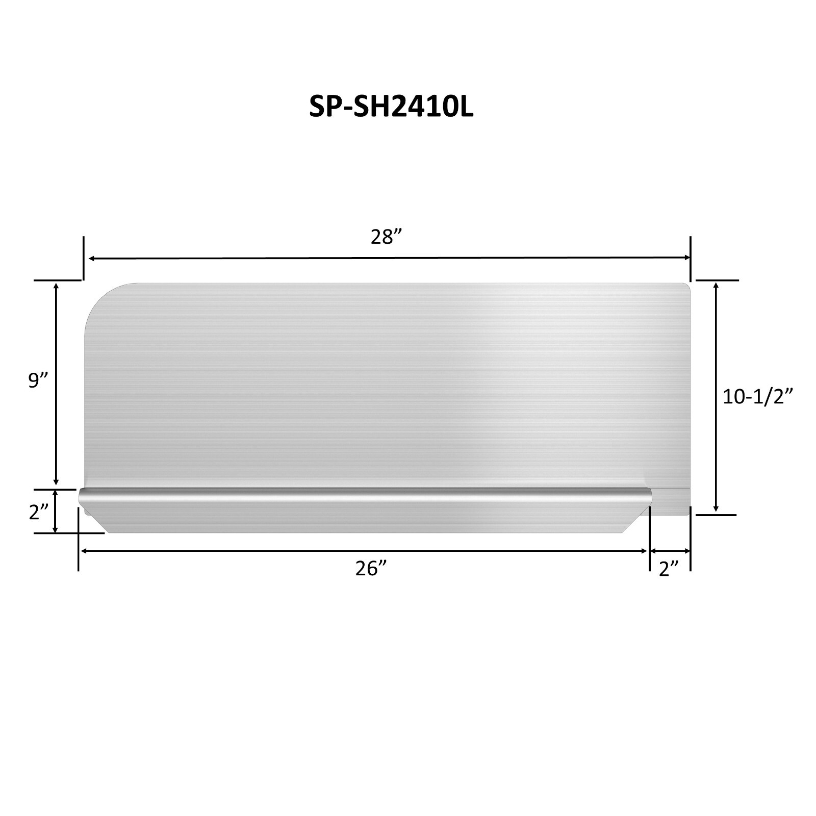 GSW Stainless Steel Insert Splash Guard for Compartment Sinks 28″L x 11″H Left