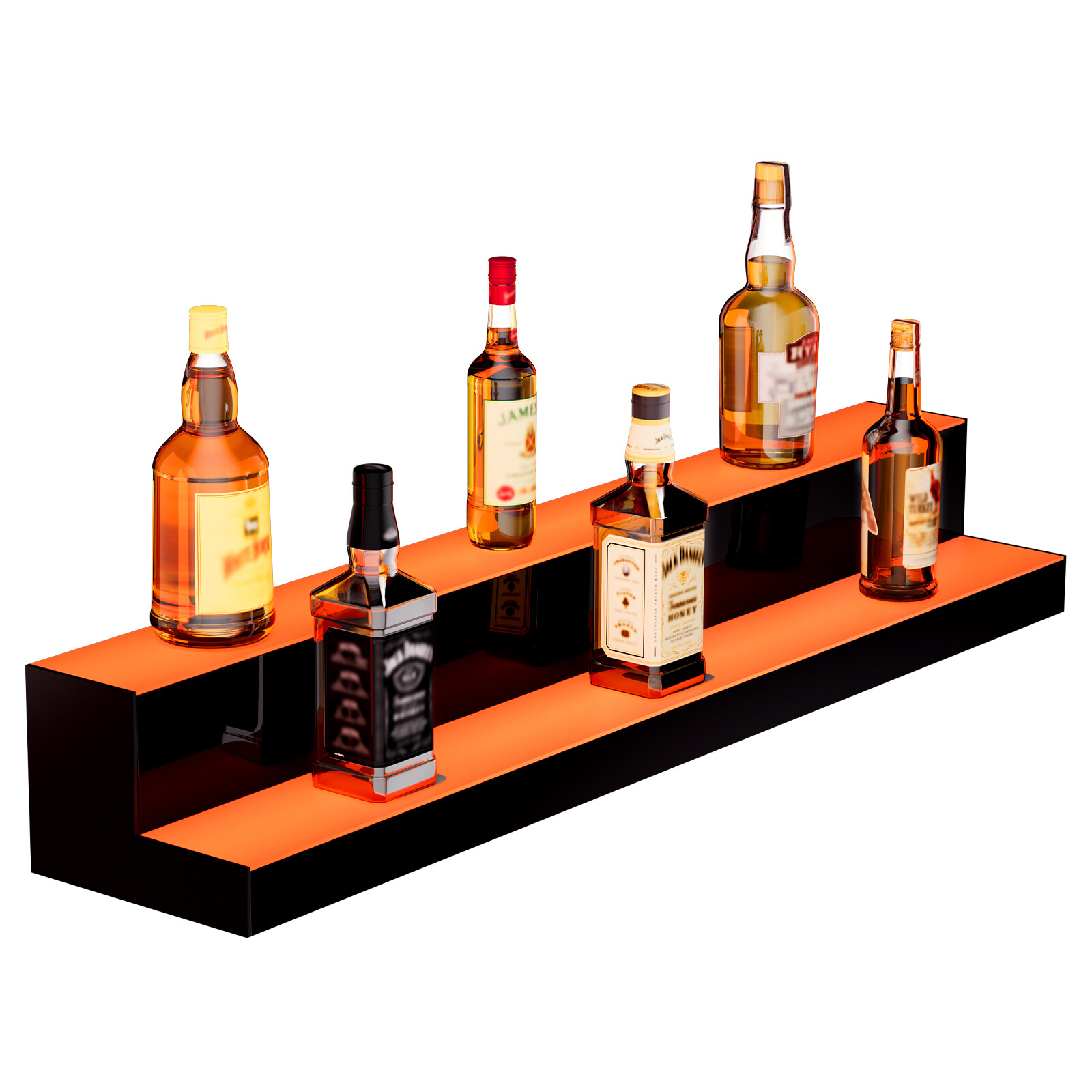 VEVOR LED Lighted Liquor Bottle Display Bar Shelf RF & App Control 40″ 2-Step