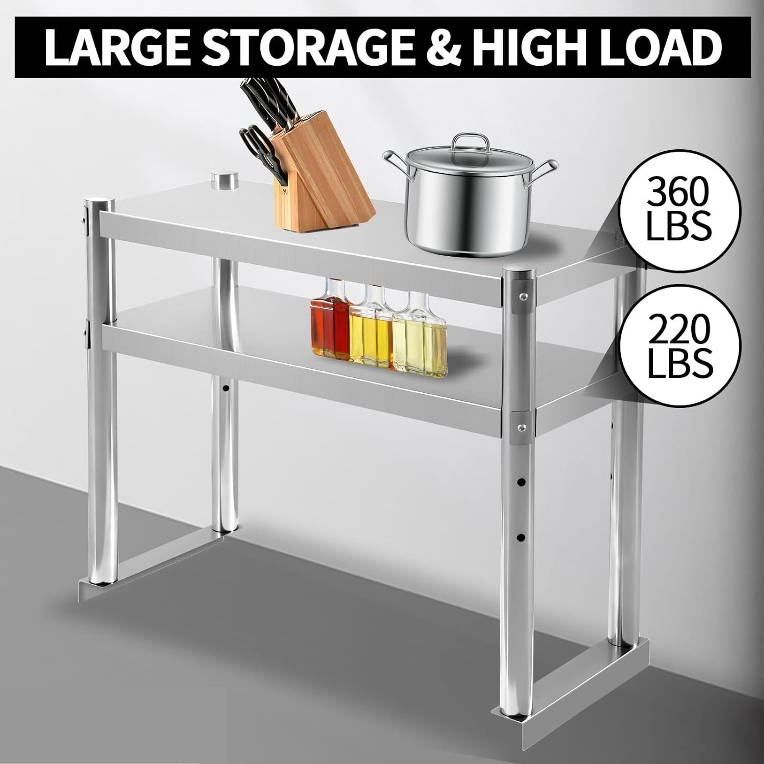 NEW Stainless Steel Double Overshelf 36»L x 12»W Commercial 2 Tier Overshelf