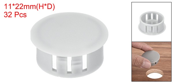 32Pcs 22mm Light Gray Nylon Plastic Round Locking Hole Plugs Insert End Cap