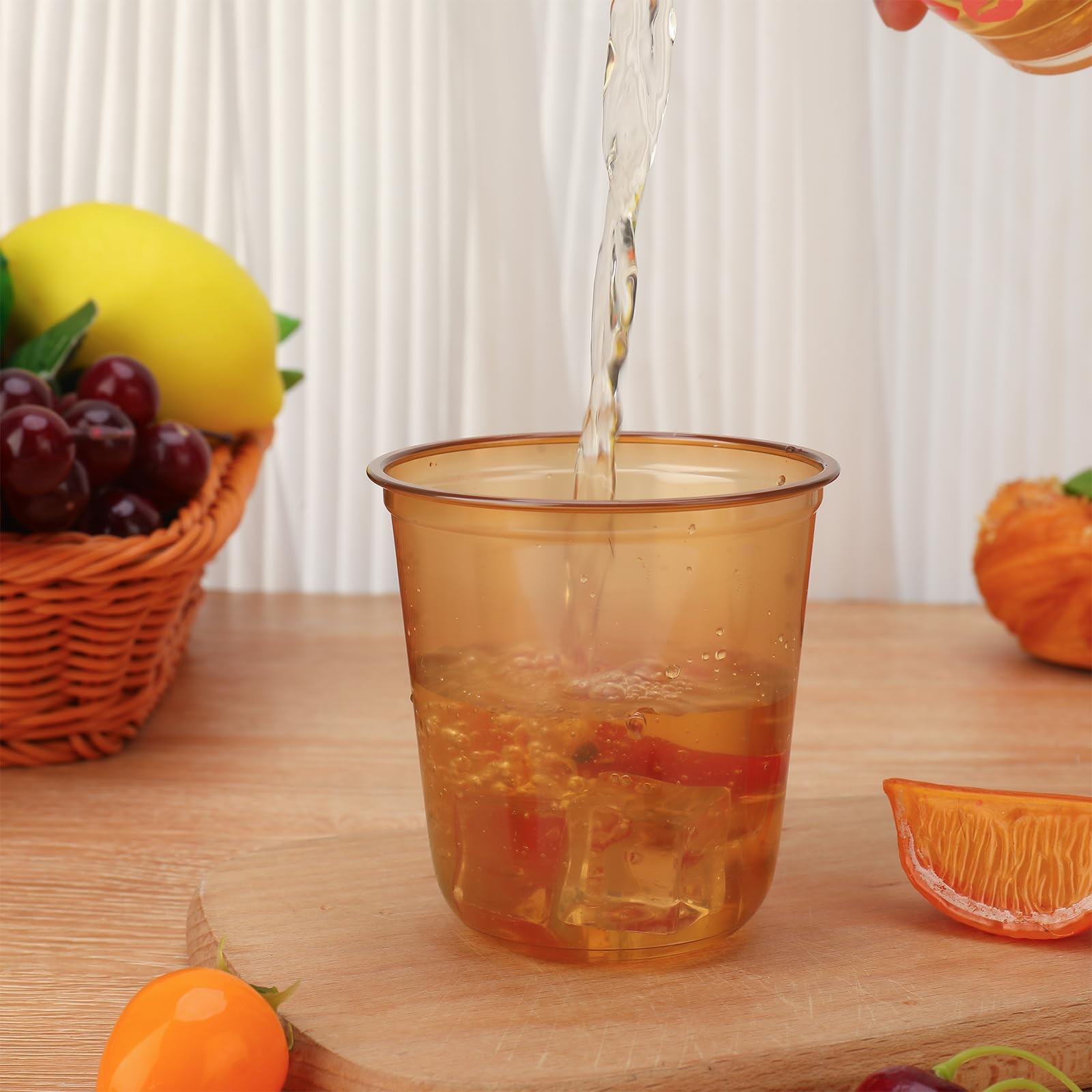 50pcs 12oz Disposable Stemless Glasses,PET Disposable Drinking Cups,Cold Part…