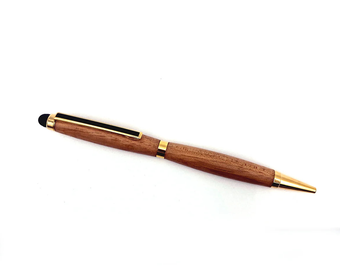 Whiskey Barrel Pen with Stylus | Personalized Executive Pen | 24K Gold Trim