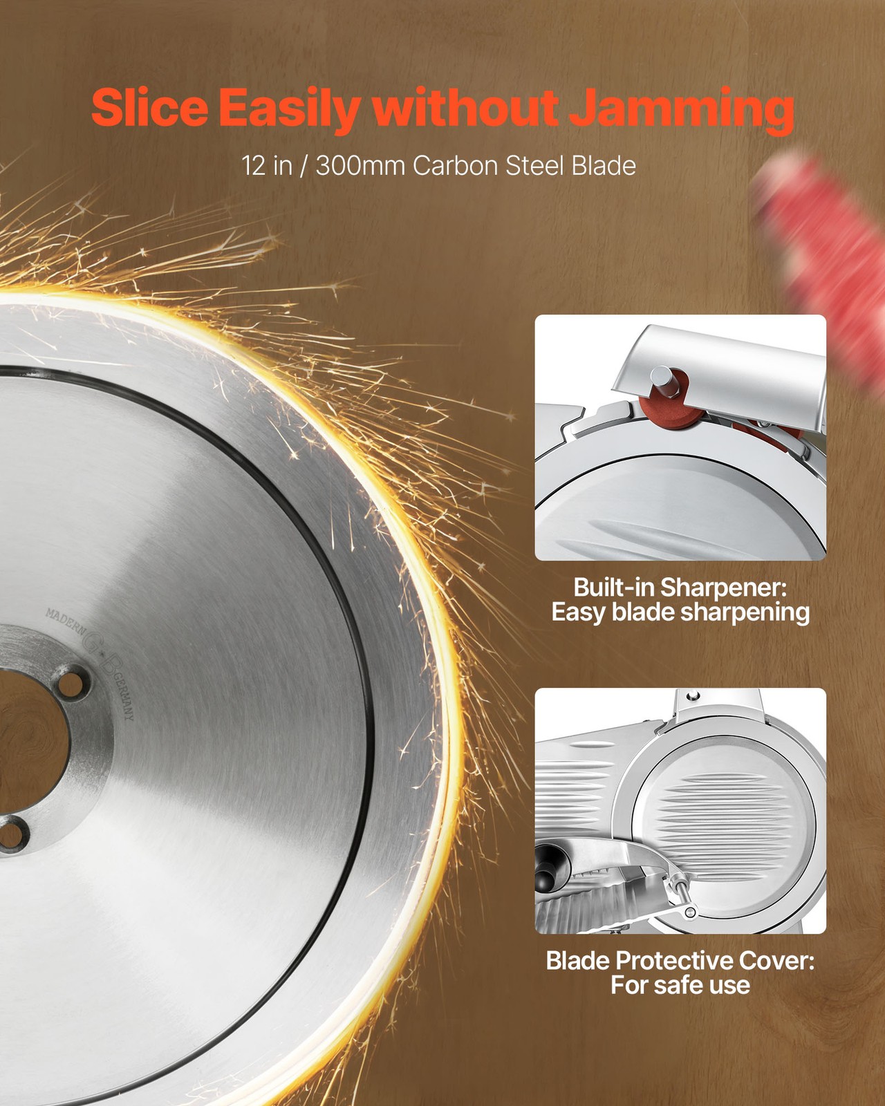 VEVOR Commercial Electric Meat Slicer Deli Food Cutter 12″ Blade 320W 350-400RPM