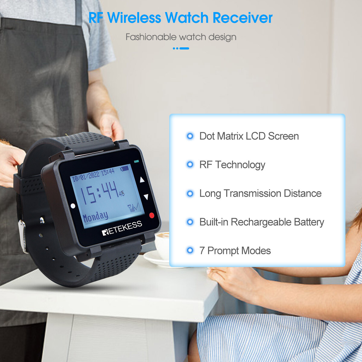 Retekess T128 Restaurant Wireless Calling System Watch Receiver 20 Buttons Cafe