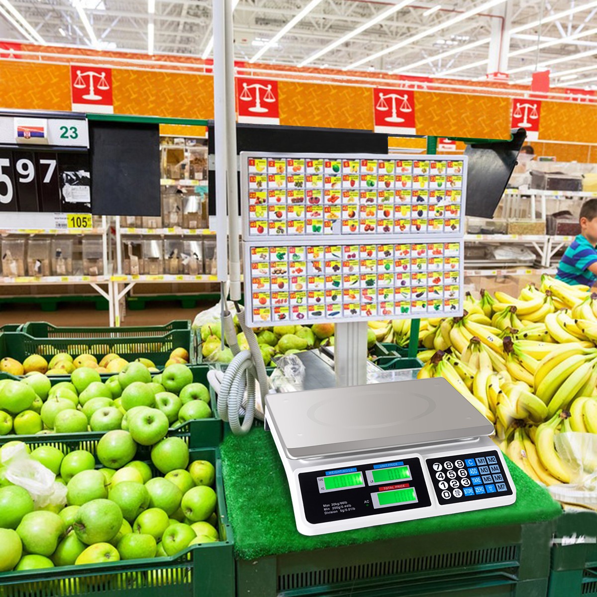 Digital Commercial Price Scale 66lbs Food Fruit Electronic Counting LCD Display