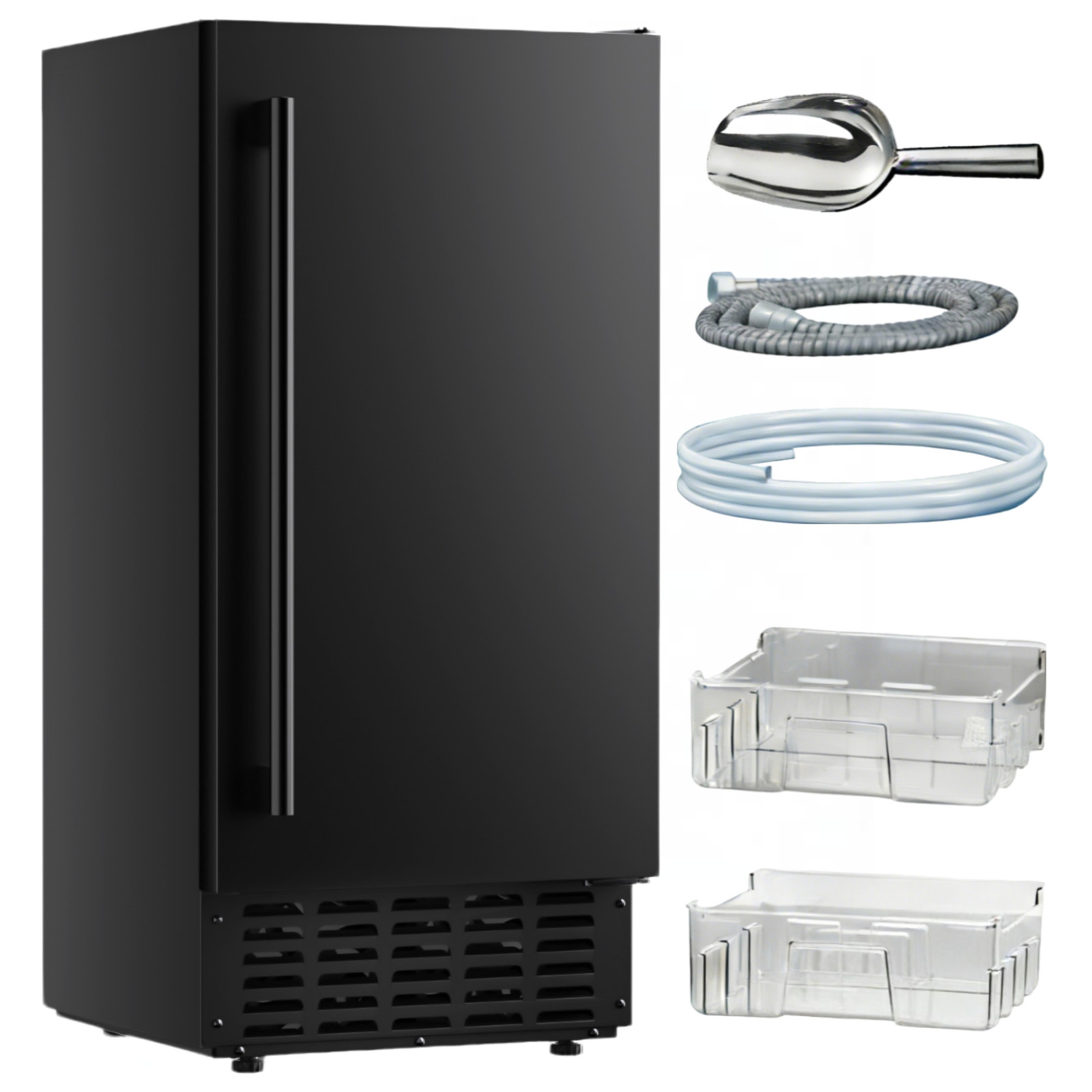 Ice Machine 66 lbs. / 24H Nugget Ice Bulit-in/Freestanding in Black