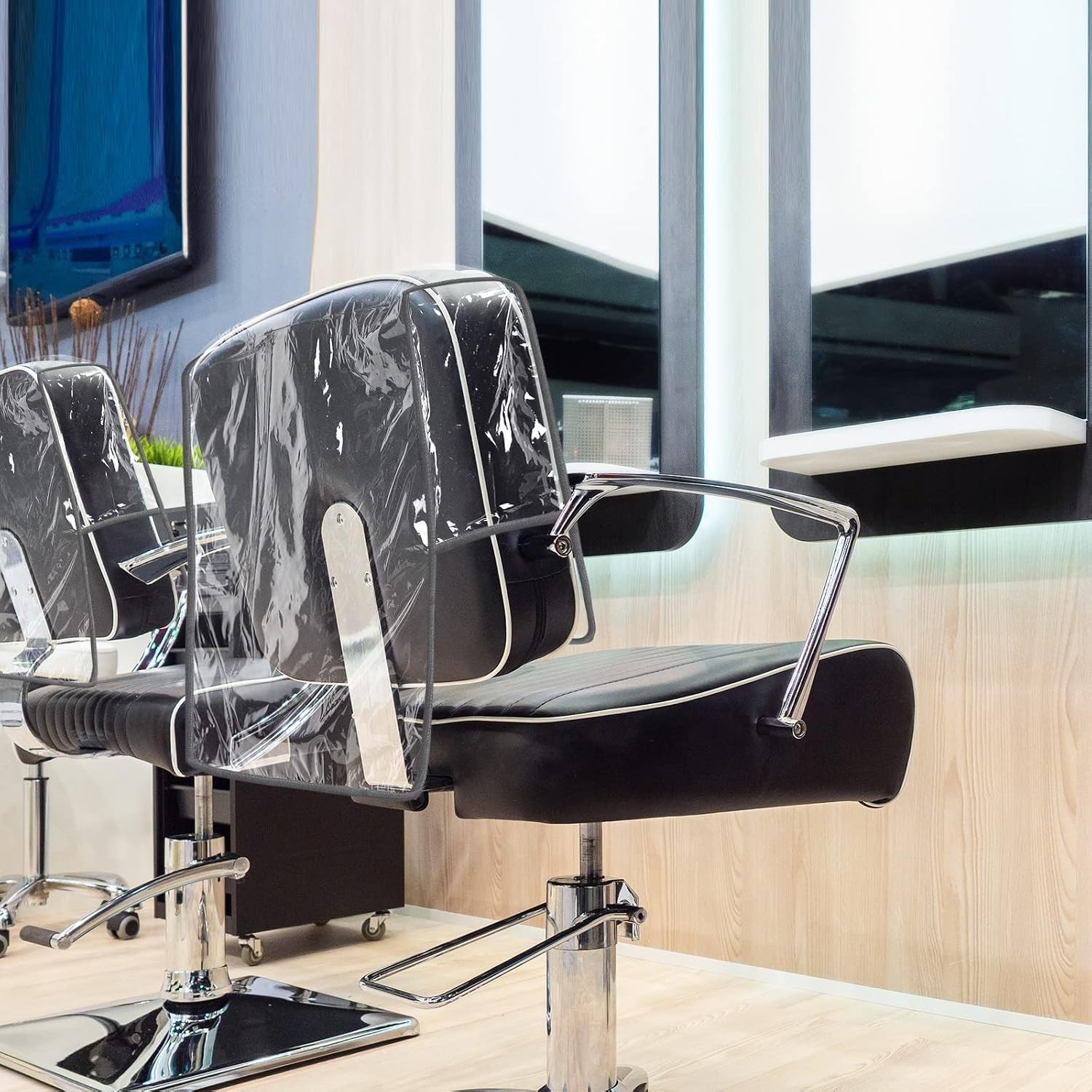 4 Pcs Gray Edge Salon Chair Clear Plastic Square Hairdressing Back Protectors…