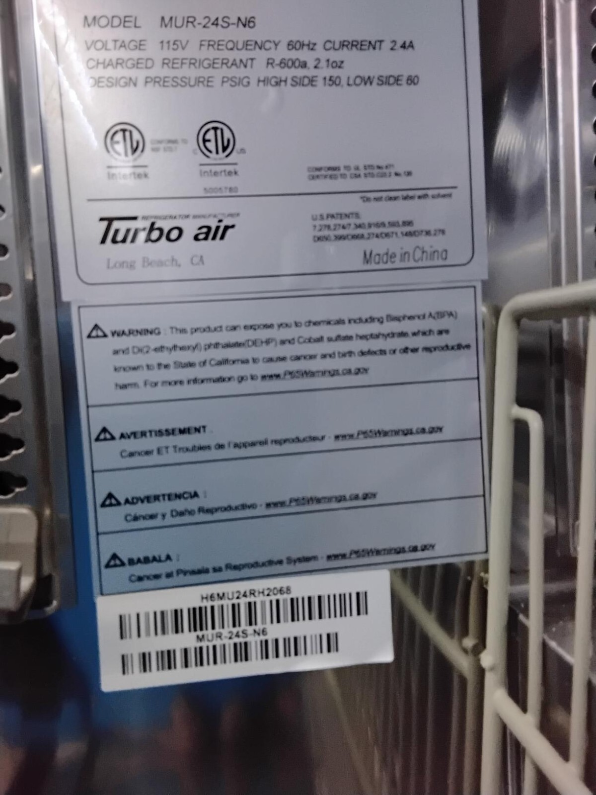 Turbo Air 24.5″ Undercounter Refrigerator on Casters