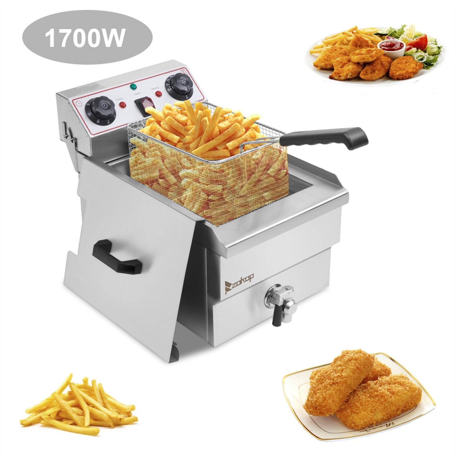 23.6L Electric Deep Fryer Dual Tank Commercial Restaurant Stainless Steel 3400W