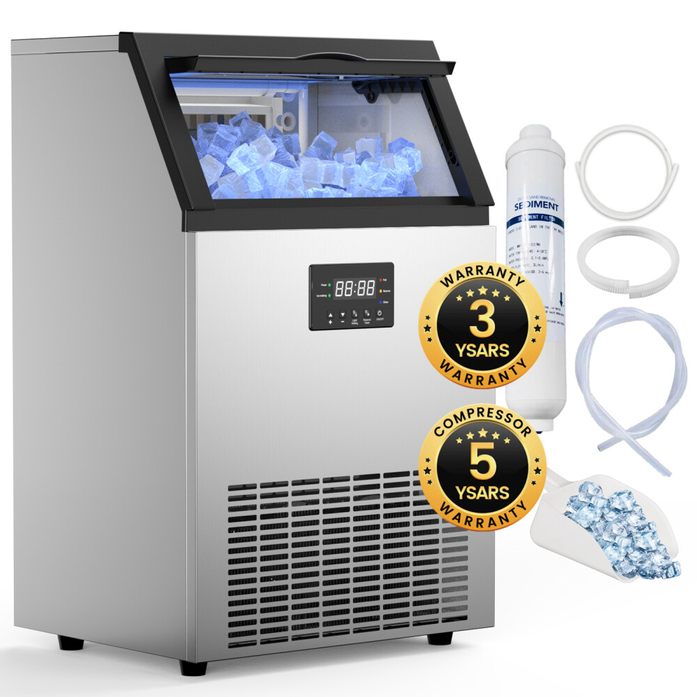 150Lbs Commercial Ice Maker Freestanding Undercounter Ice Cube Machine, ETL NFS