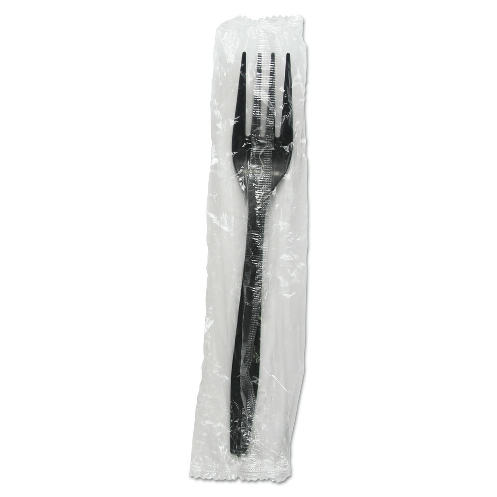 Boardwalk FORKHWPPBIW Heavyweight Wrapped Black Polypropylene Fork (1000/Ct) New