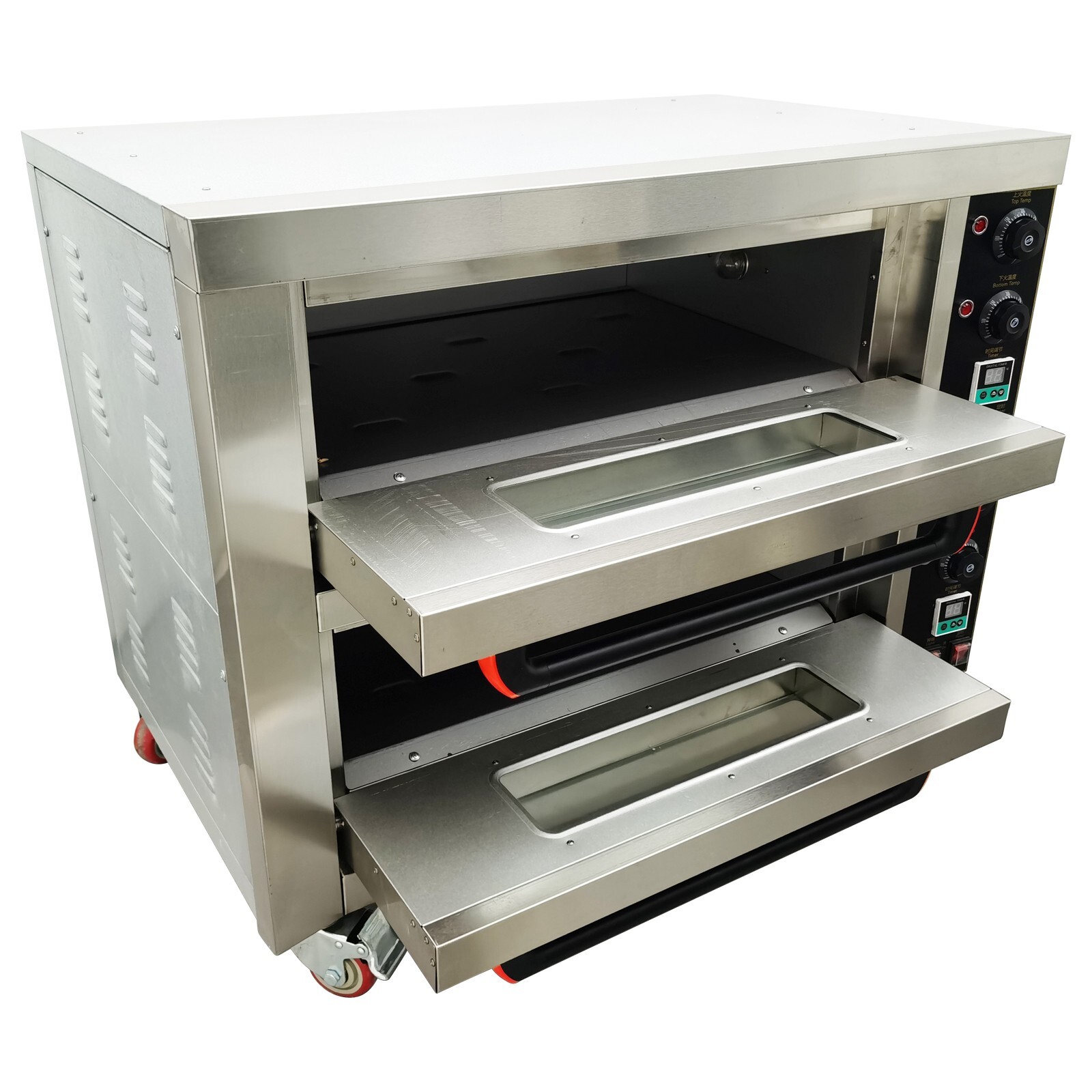 220V 2-layer 23.2″ Commercial Pizza Oven 8.7HP 68℉-572℉ 0-99min Timer