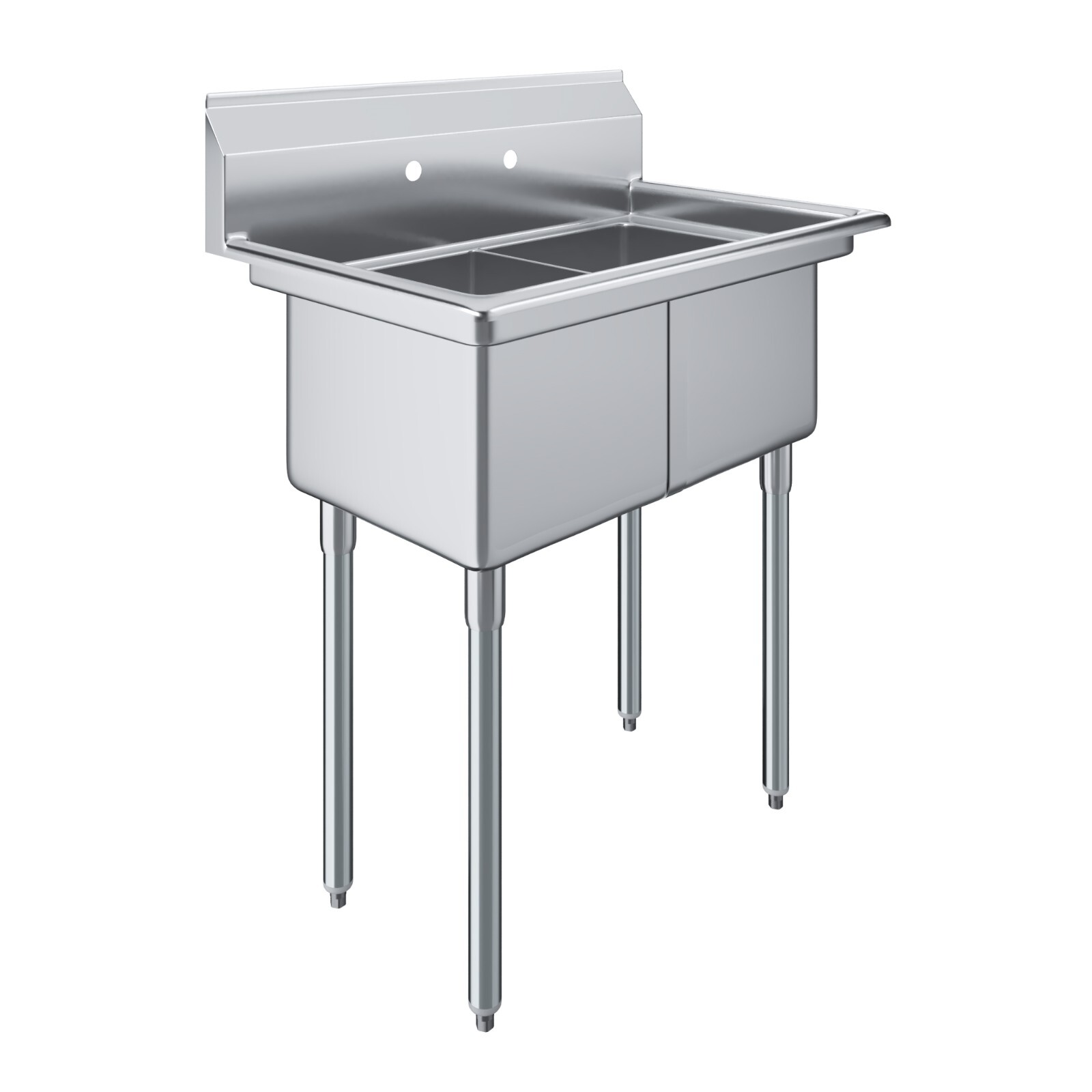 22 in. x 34 in. Stainless Steel Two Compartment Sink. 14in x 16 in x 11 in Bowls