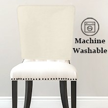 Cream Beige Chair Back Covers for Dining Room, Farmhouse Solid Cream Color Linen