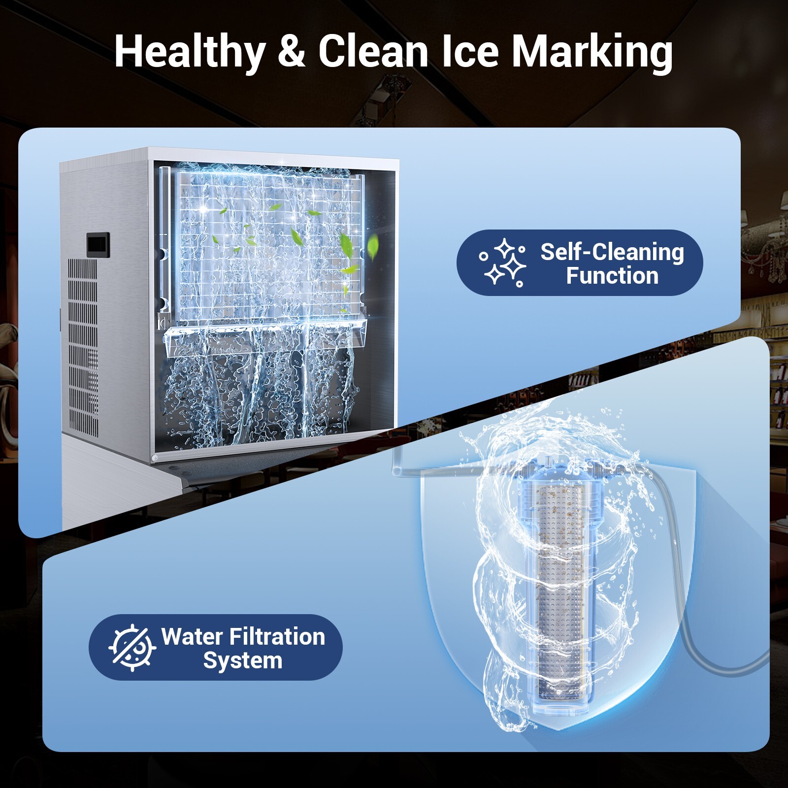 Commercial Ice Maker 550Lbs/24H Ice Cube, 360LBS Large,Ice Maker Machine