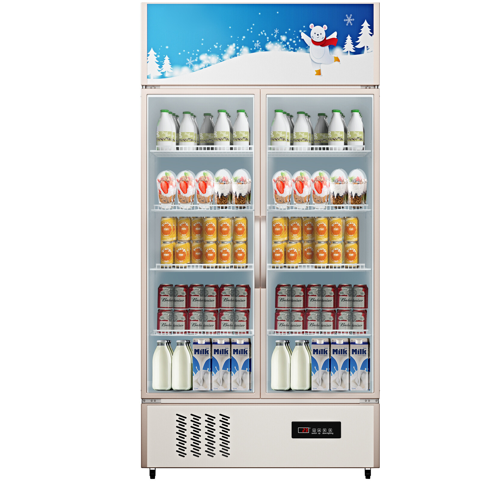 23 Cu.Ft. Commercial Merchandiser Refrigerator Beverage Cooler 2 Glass Doors 40″