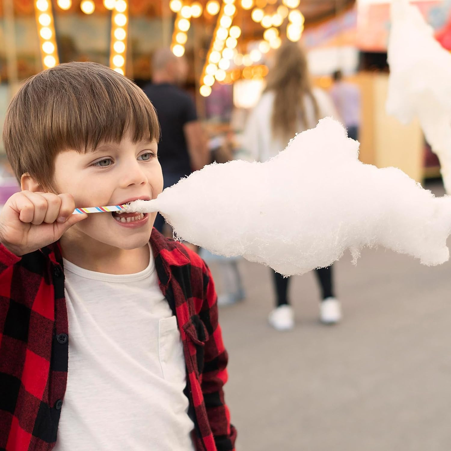 50 PCS Cotton Candy Cones 13.77 Inch Cotton Candy Sticks Random Colorful Cotton