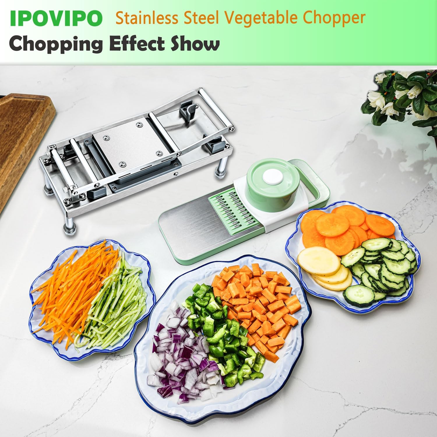 Stainless steel Vegetable Chopper, Veggie Chopper With 8 Large, 8 Blade