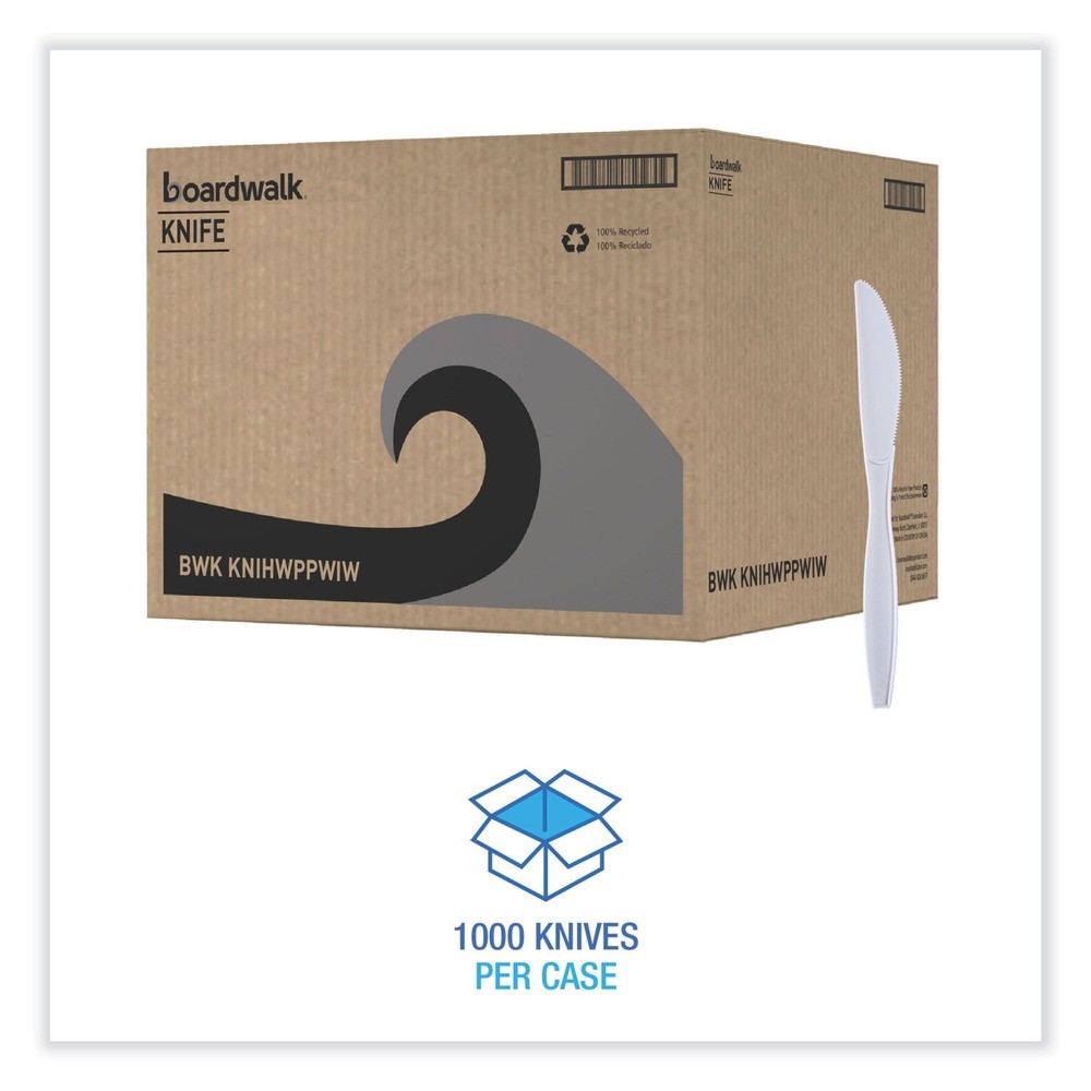 Boardwalk KNIHWPPWIW Wrapped Polypropylene Knife – White (1000/Carton) New