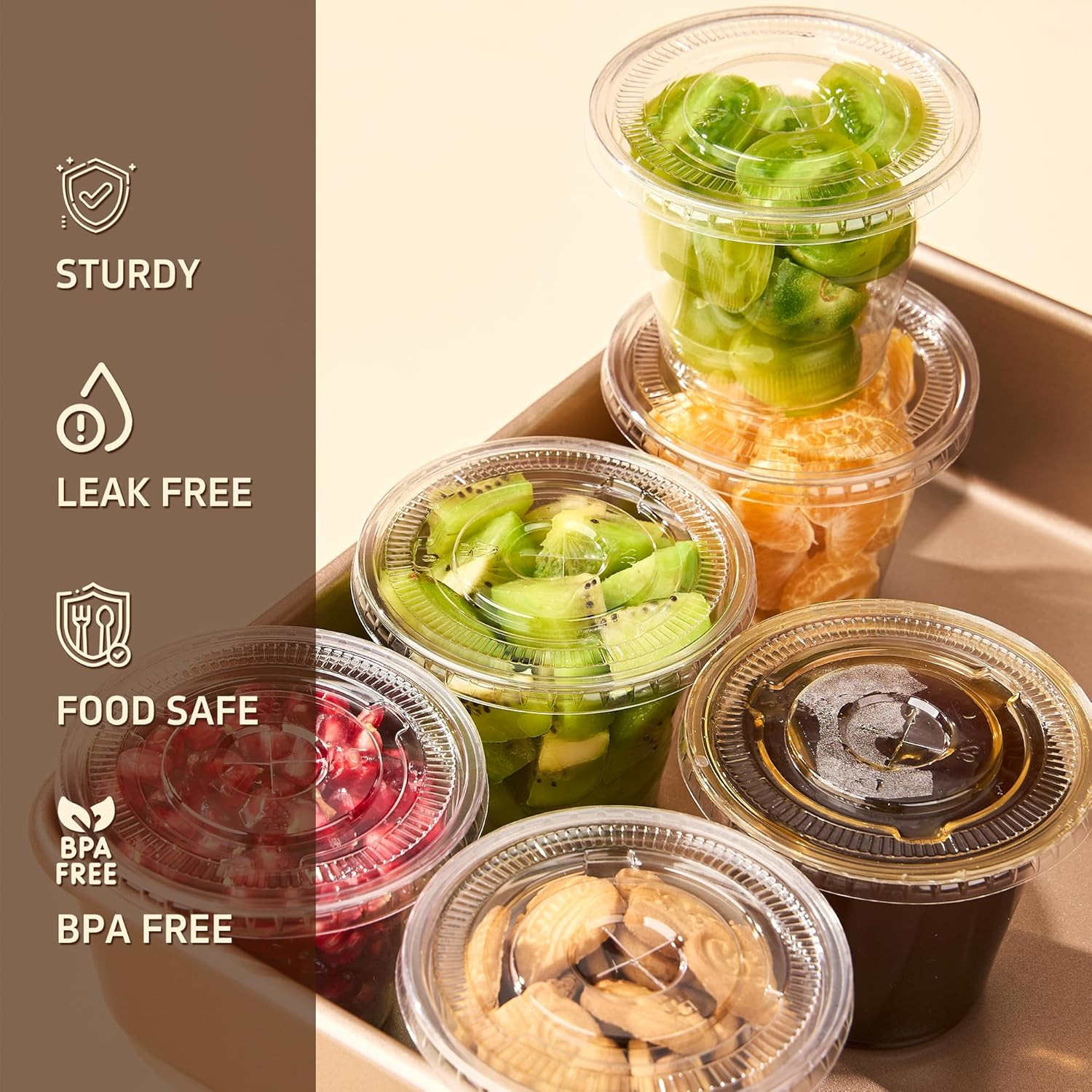 YEEHAW 9 oz 50 Pack Clear Plastic Cups with Flat Lids, Disposable Cups With Stra