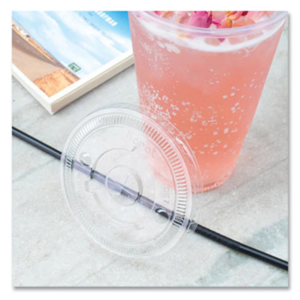 Karat C-KCL1045 PET Lids, Flat Lid, Fits 32 oz Cold Cups, Plastic, Clear, 600/Ct
