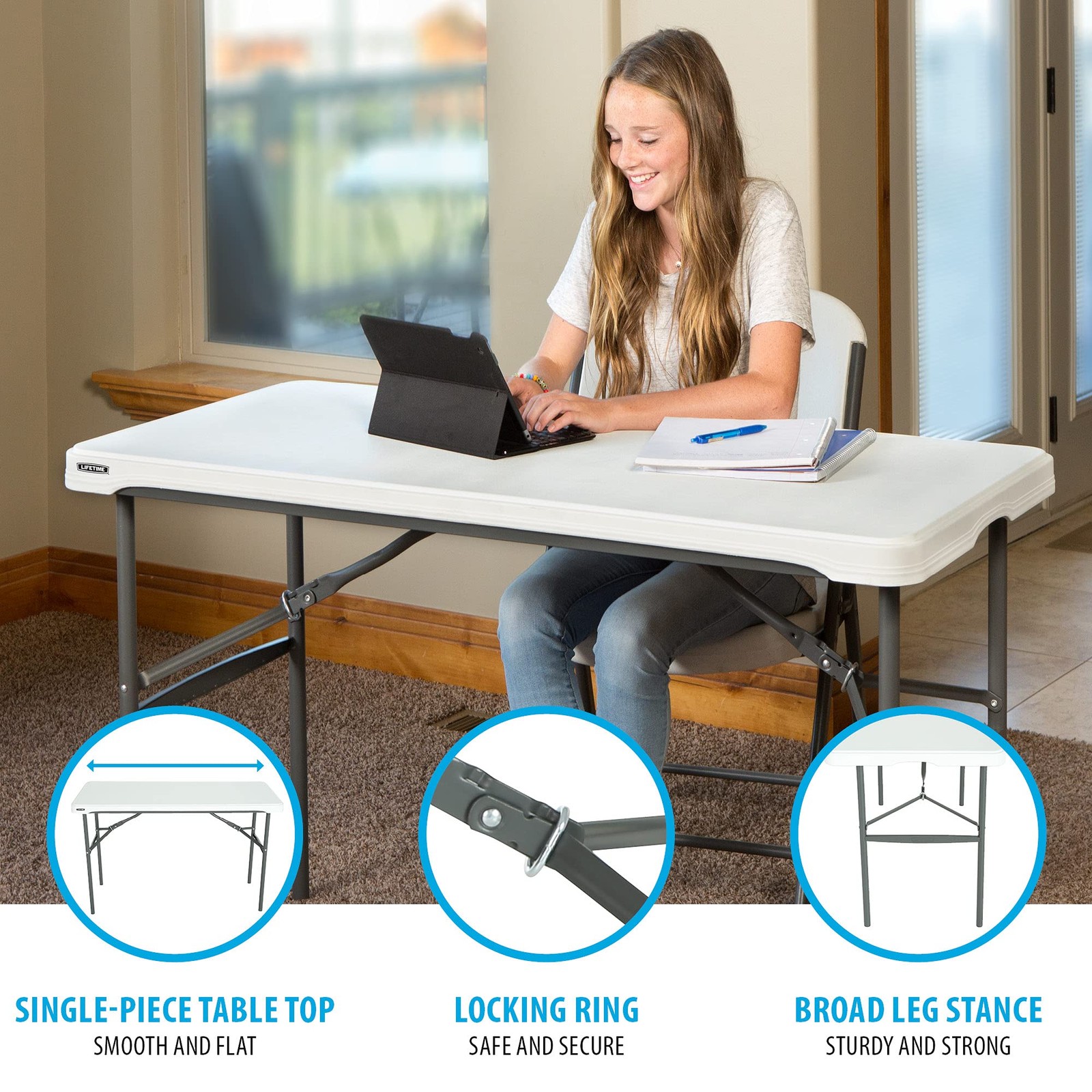 Lifetime 280478 Commercial Nesting Folding Table 4-Foot