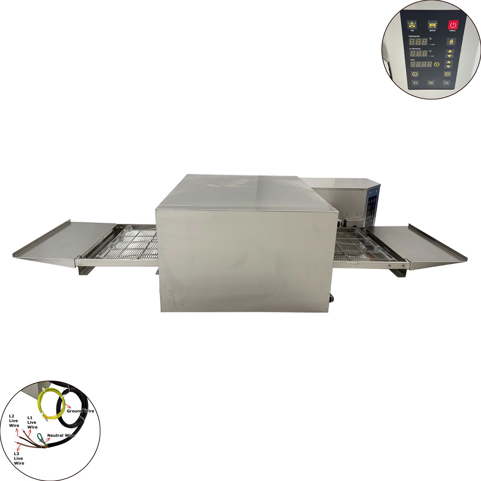 220V 3PH 9KW Countertop Conveyor Pizza Oven Commercial Baking Electric Oven 18″